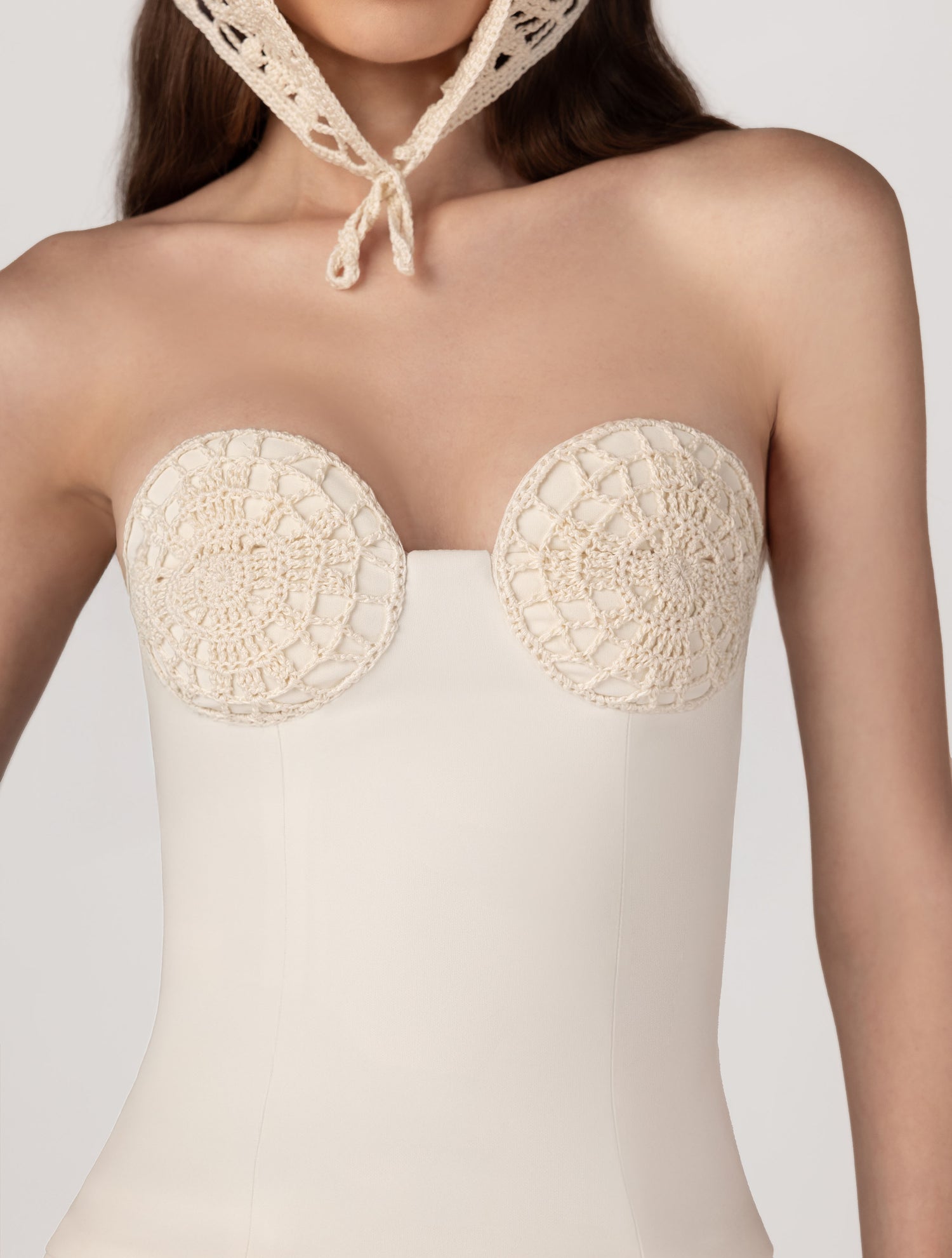 Crochet bustier corset in cream