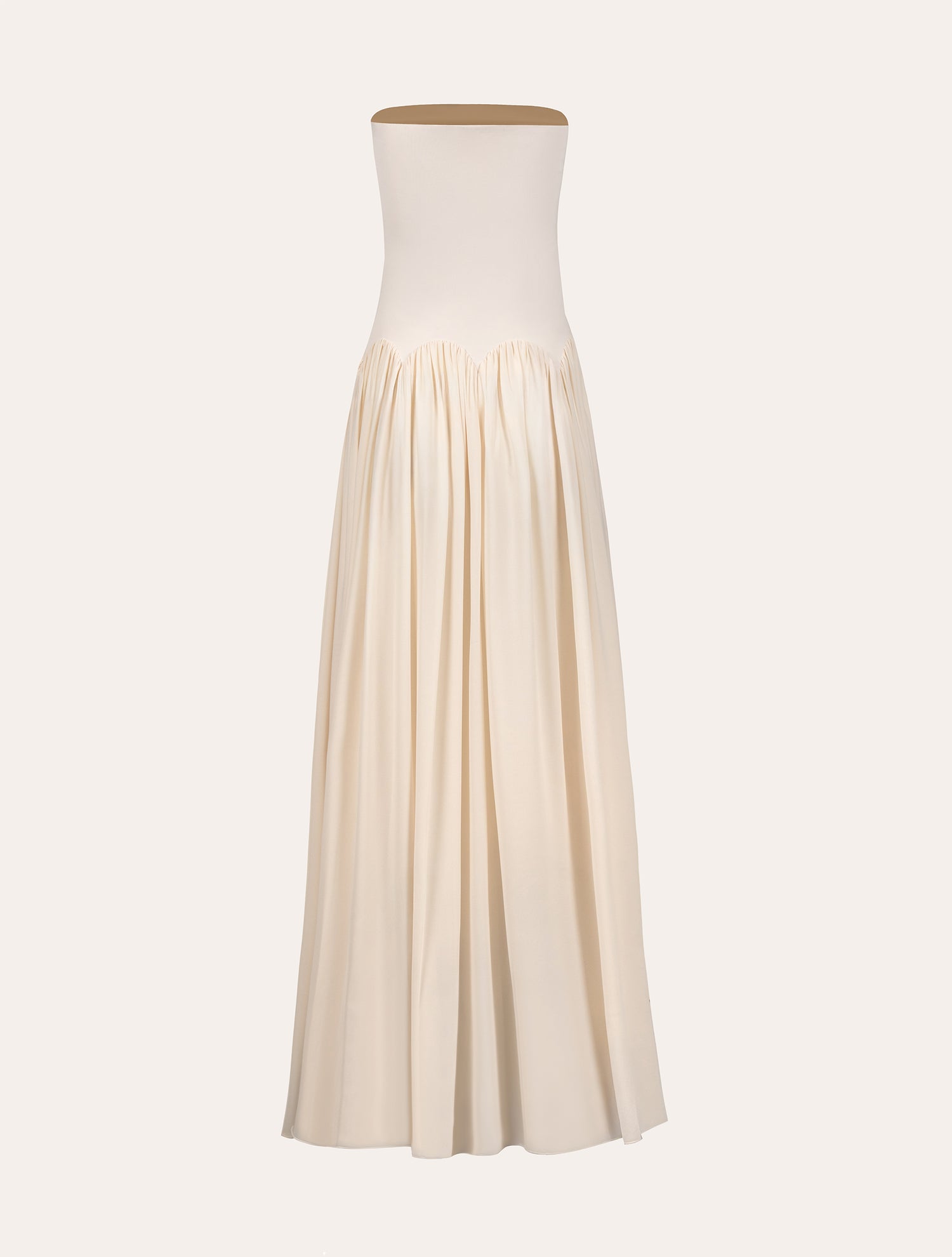Scalloped waist maxi dress in cream