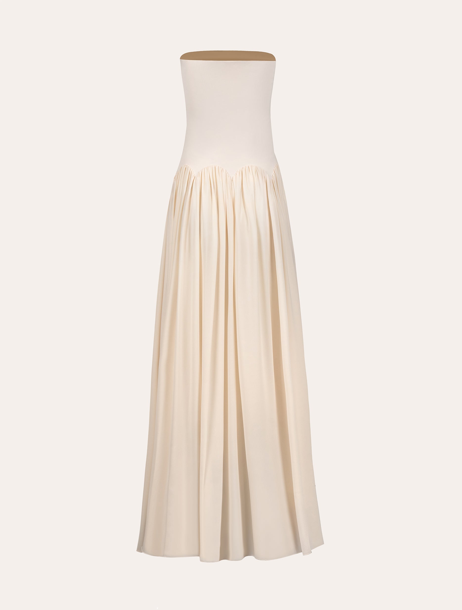Scalloped waist maxi dress in cream