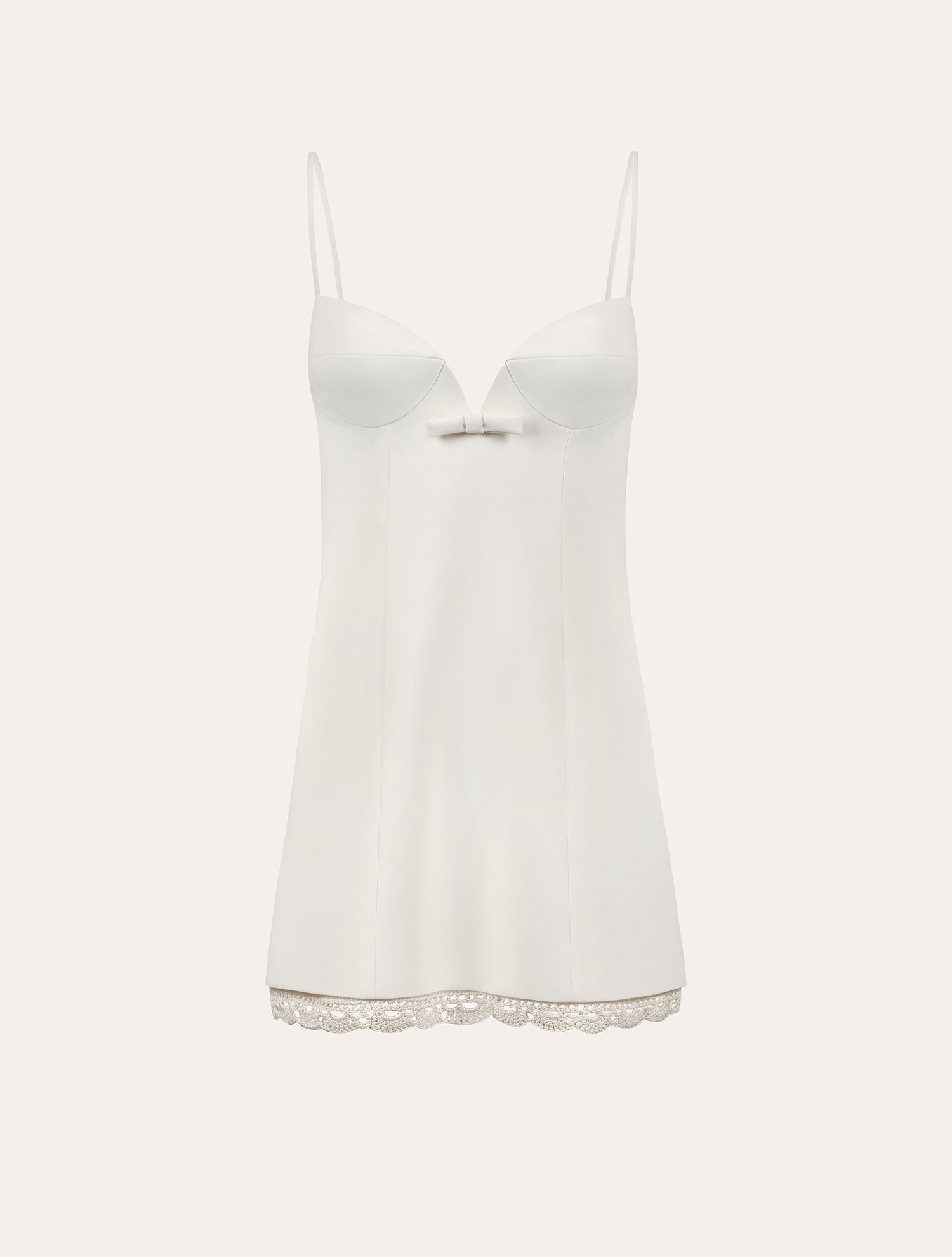 Bustier mini dress with crochet in cream