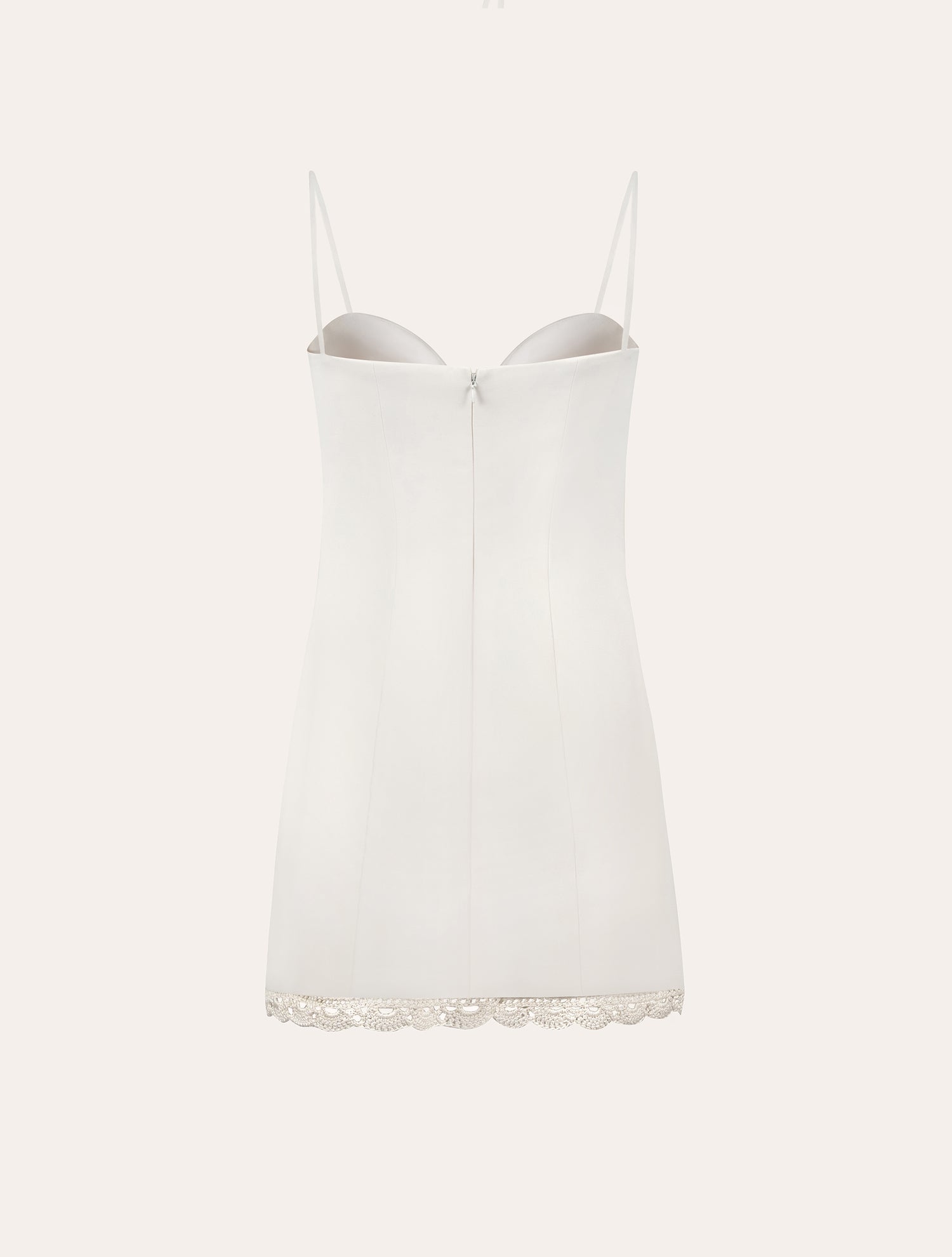 Bustier mini dress with crochet in cream