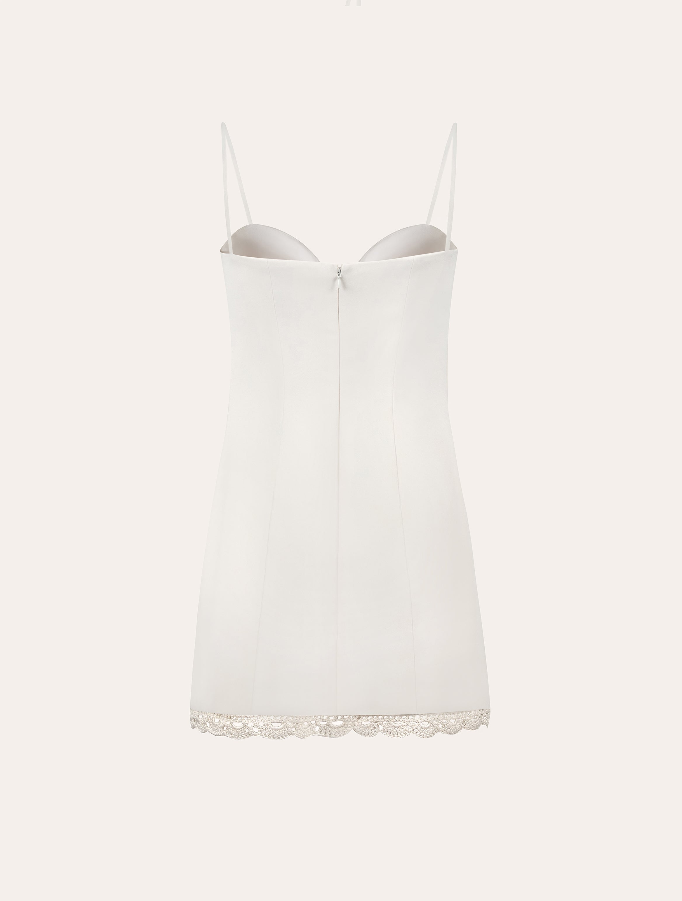 Bustier mini dress with crochet in cream