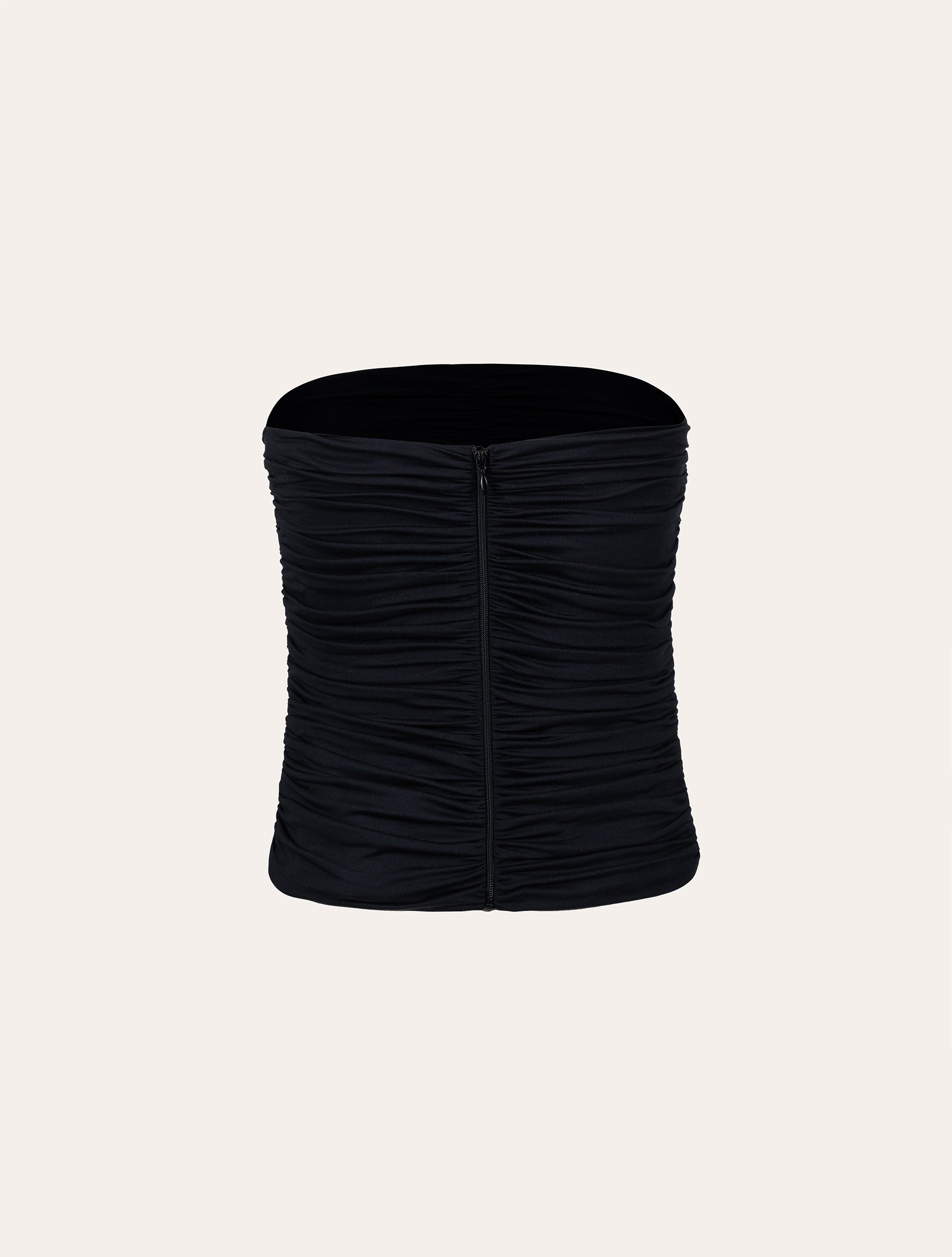 Rushed jersey corset in black