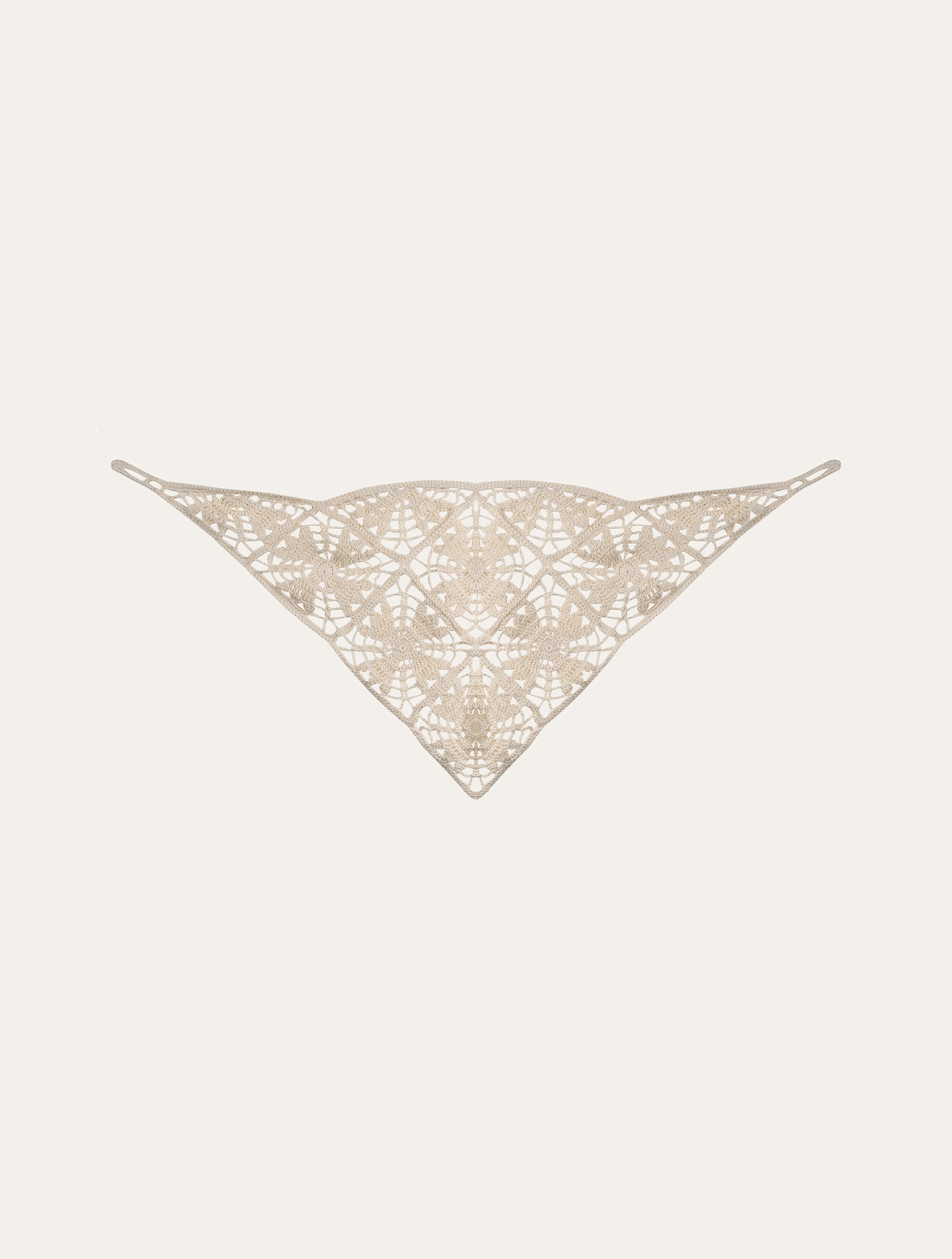 Handmade crochet triangle scarf in cream