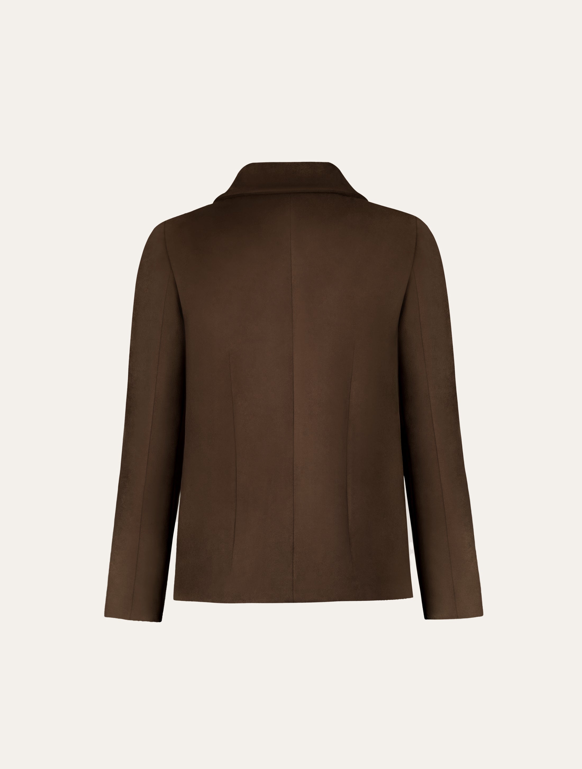 Straight button-front jacket in brown suede