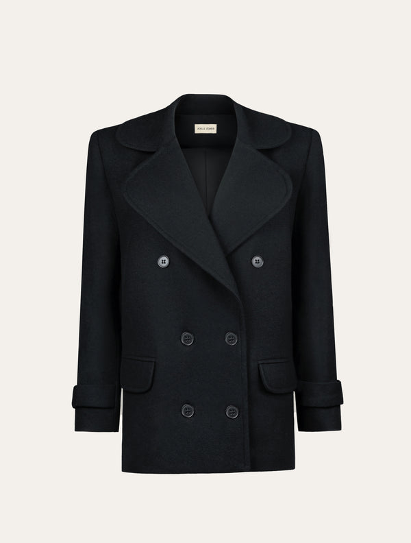 Classic cashmere midi coat in black