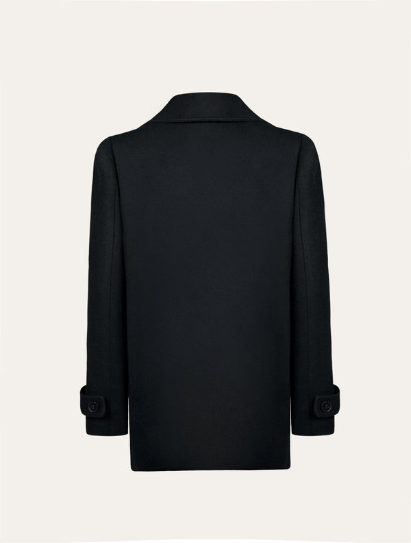 Classic cashmere midi coat in black