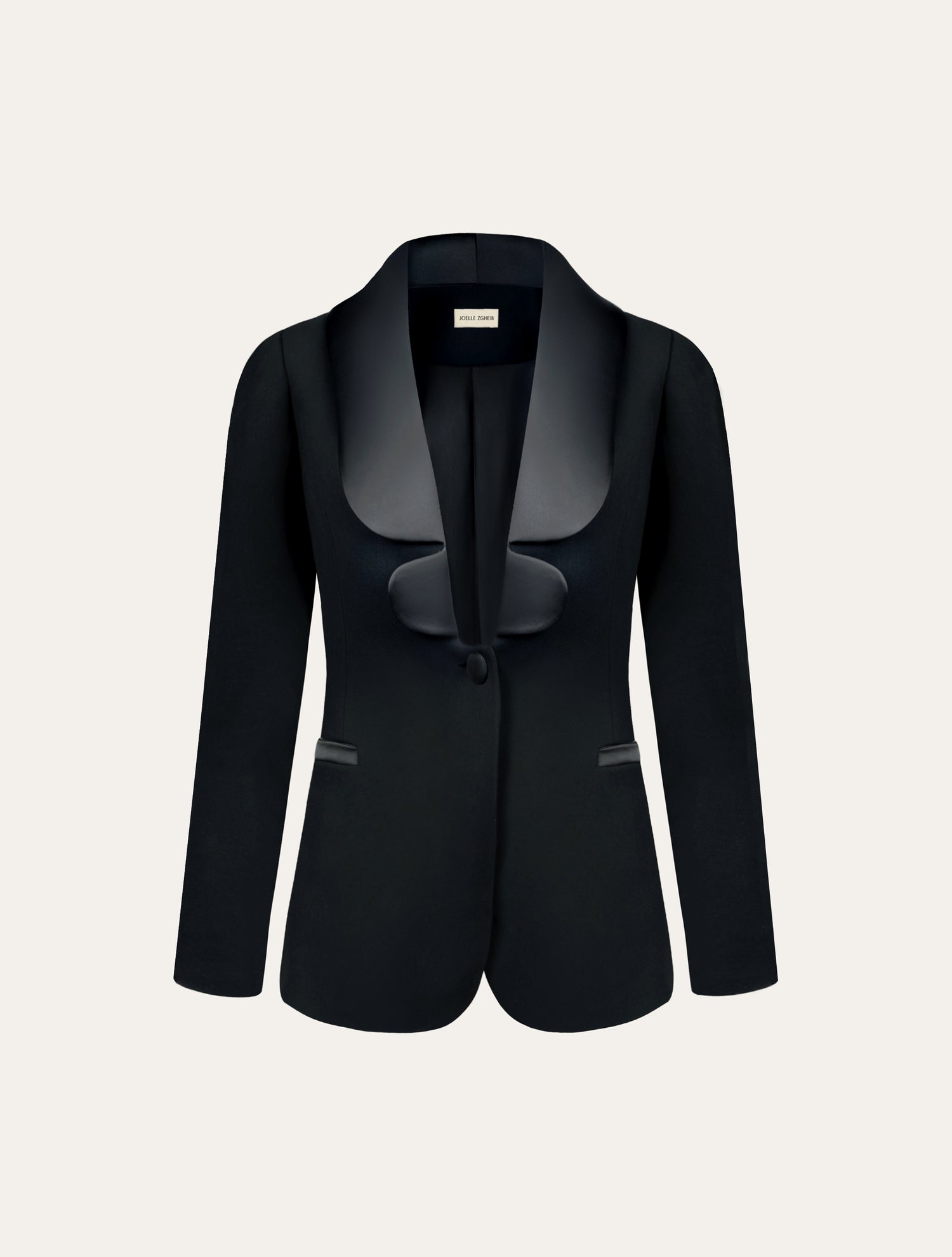 Fitted blazer with satin neckline in black