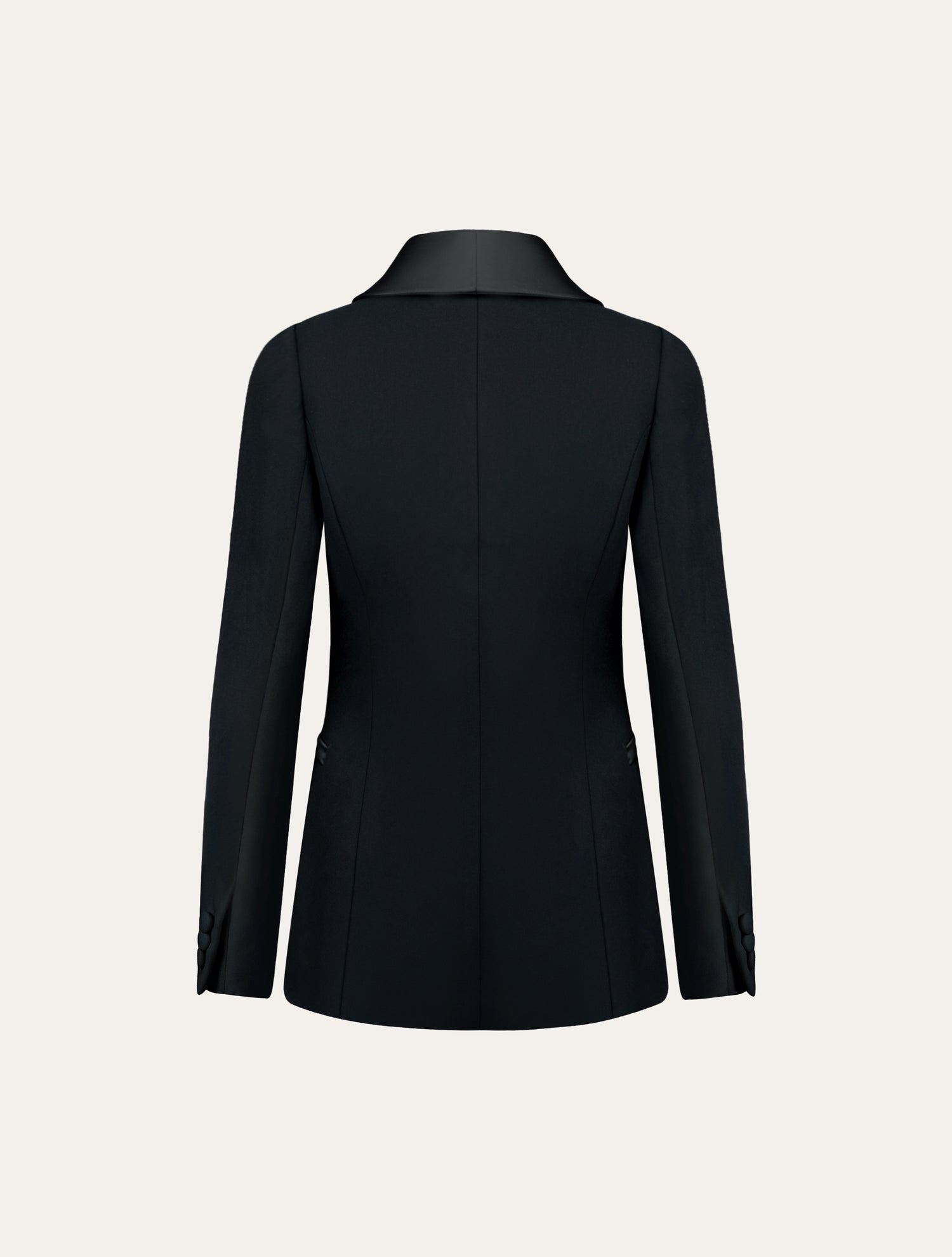 Fitted blazer with satin neckline in black