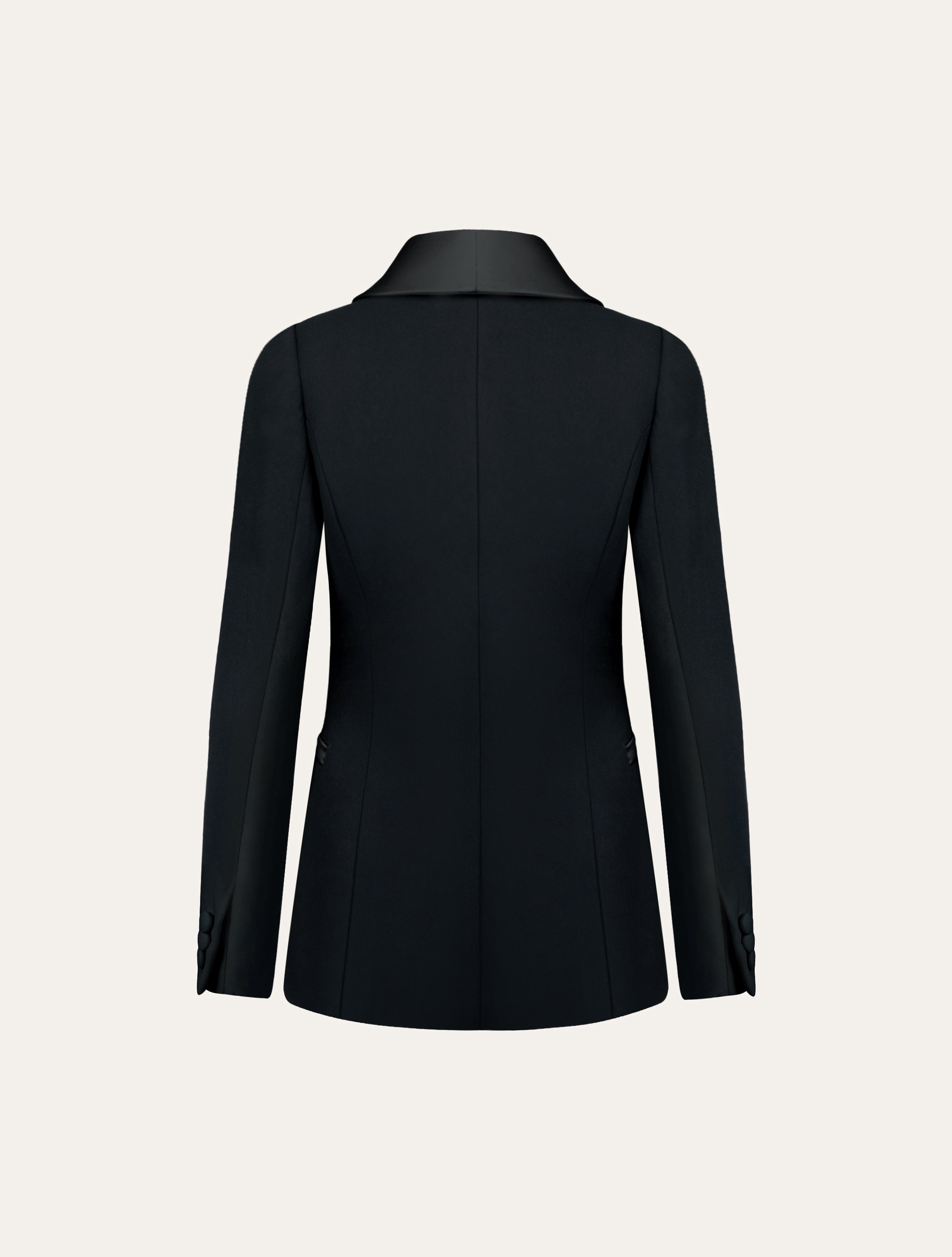 Fitted blazer with satin neckline in black