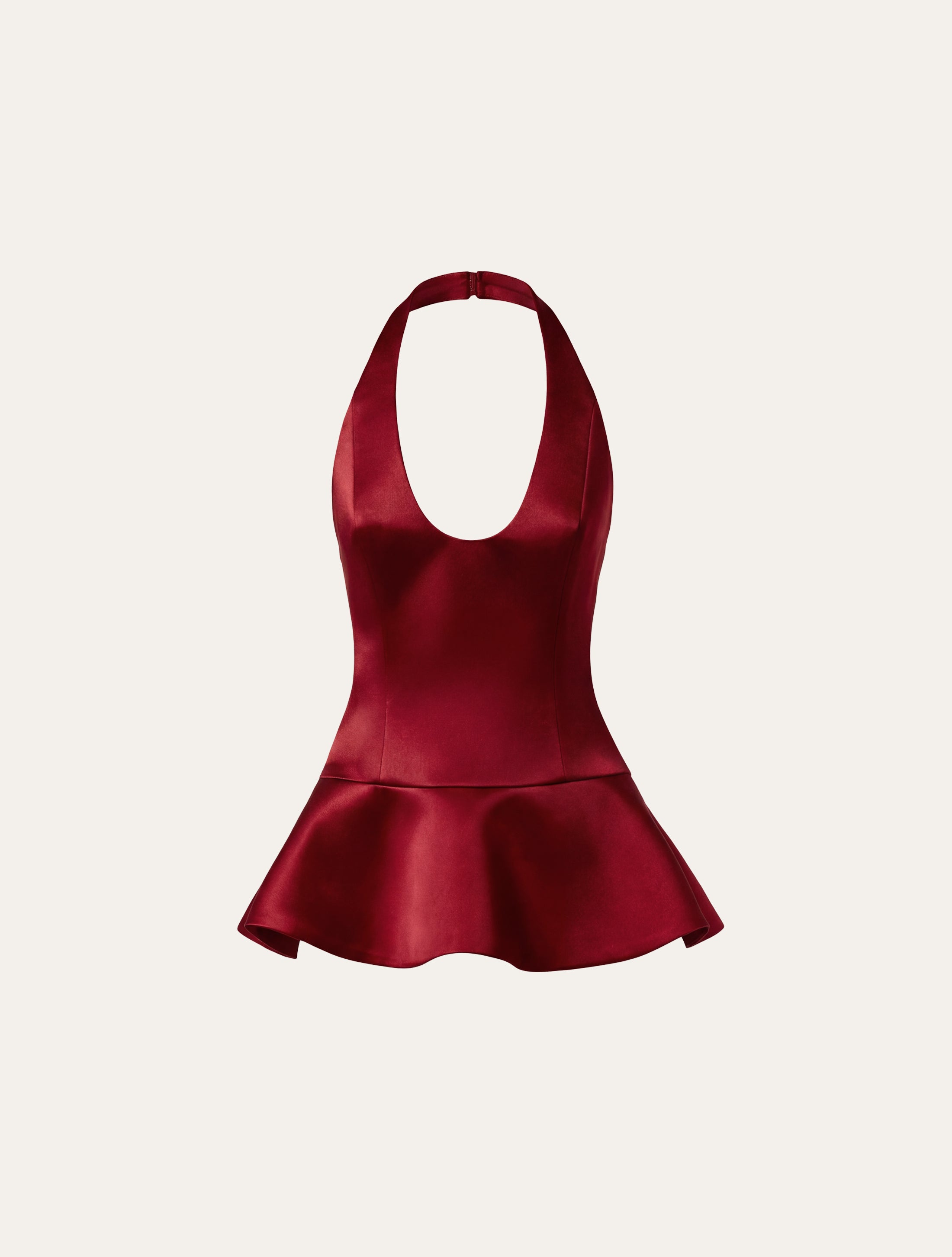 Halter neck top in red satin