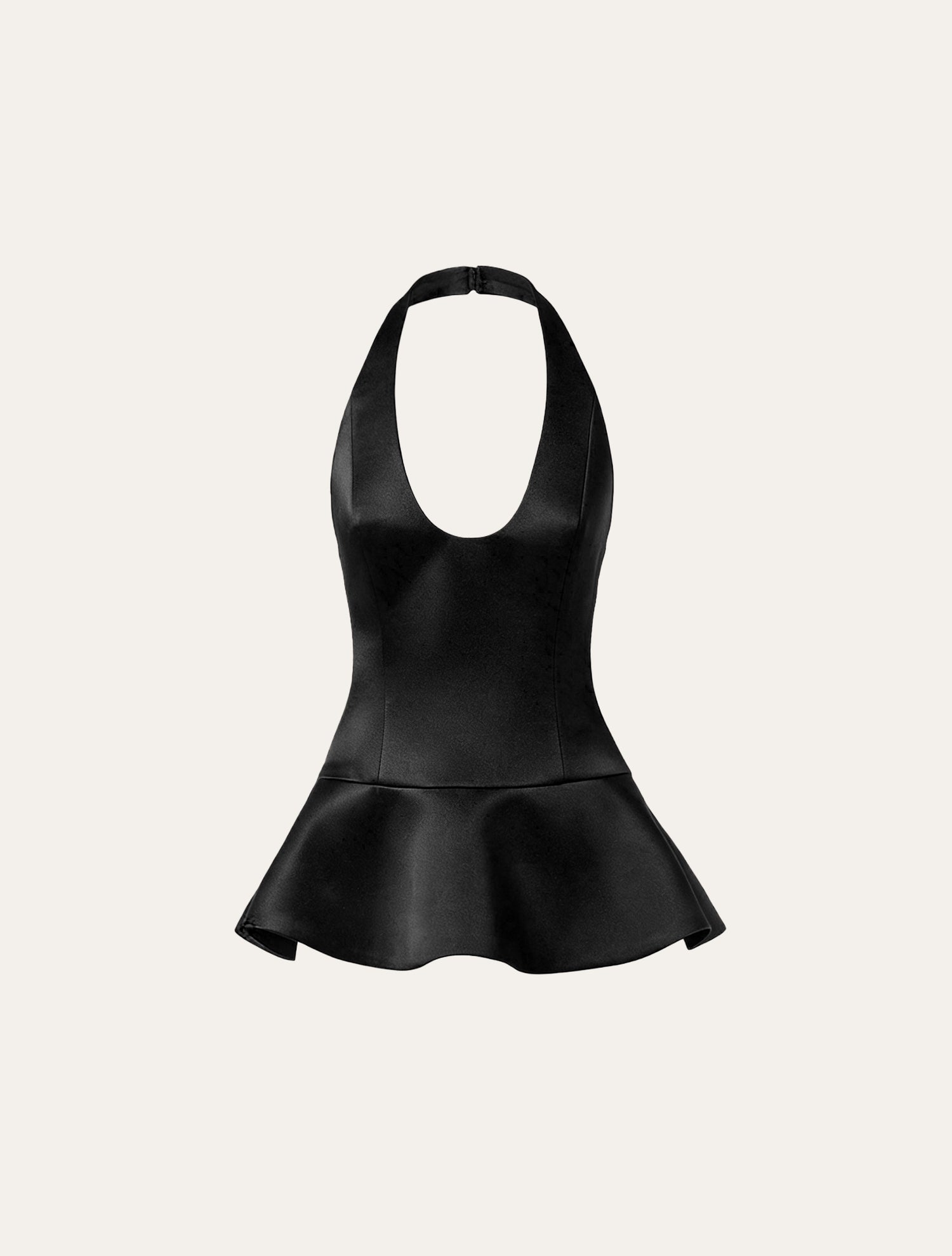 Halter neck top in black satin