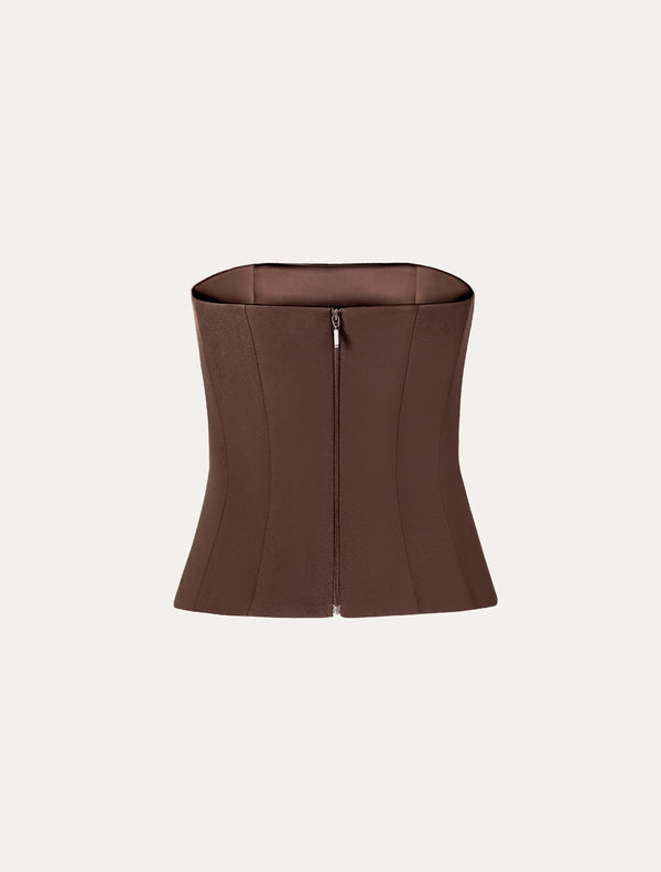 Scalloped detail corset in brown