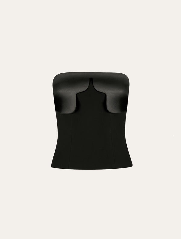 Scalloped detail corset in black