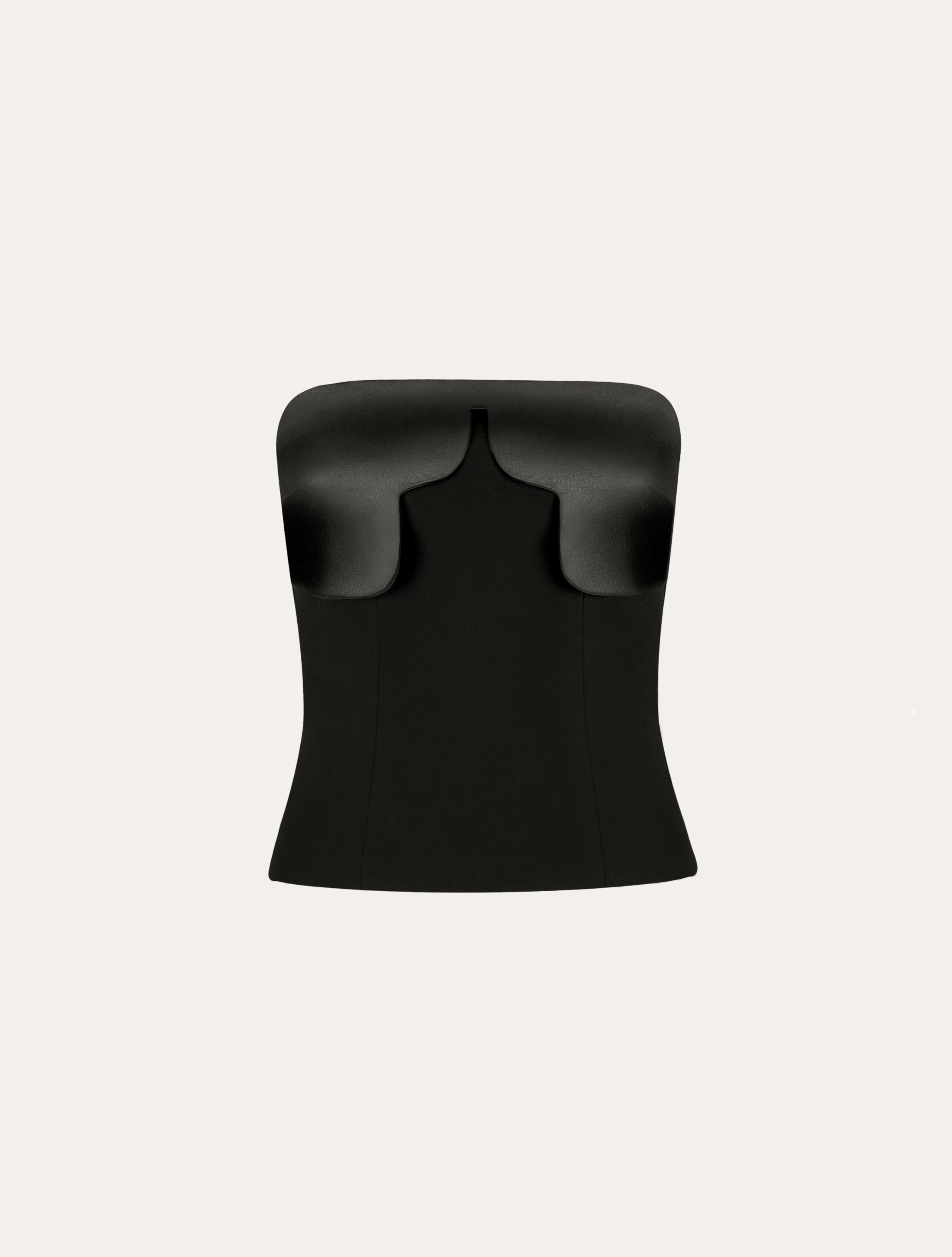 Scalloped detail corset in black