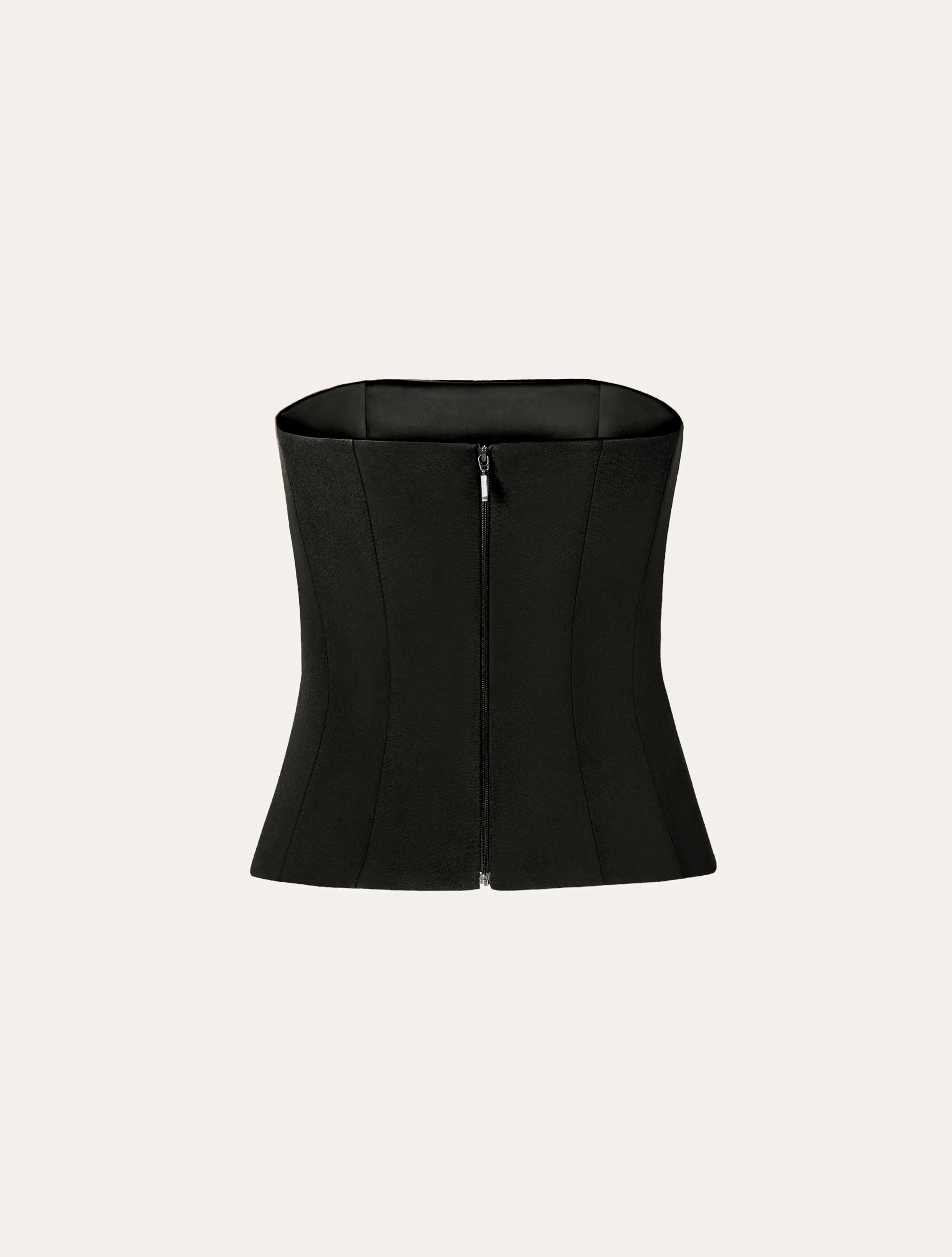 Scalloped detail corset in black