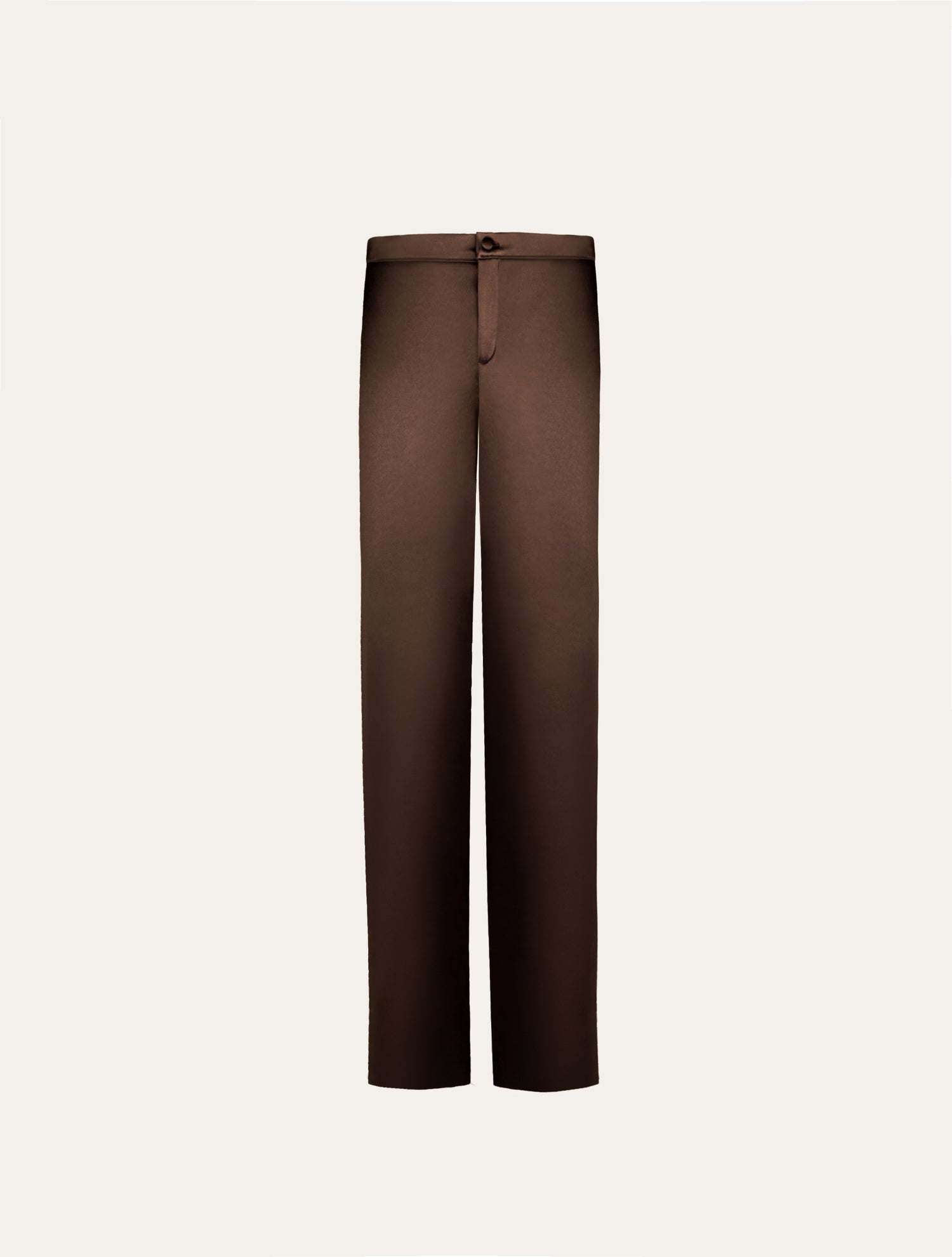 Low waist tailored pants in brown satin