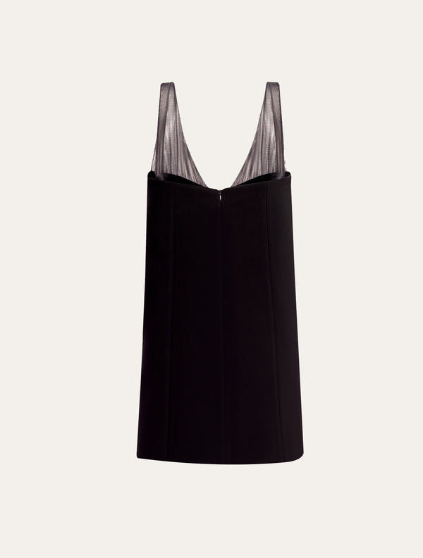 Muslin Straps Mini Dress in Black