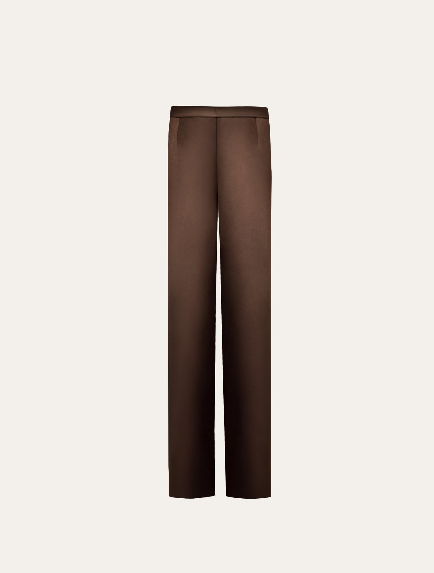 Low waist tailored pants in brown satin