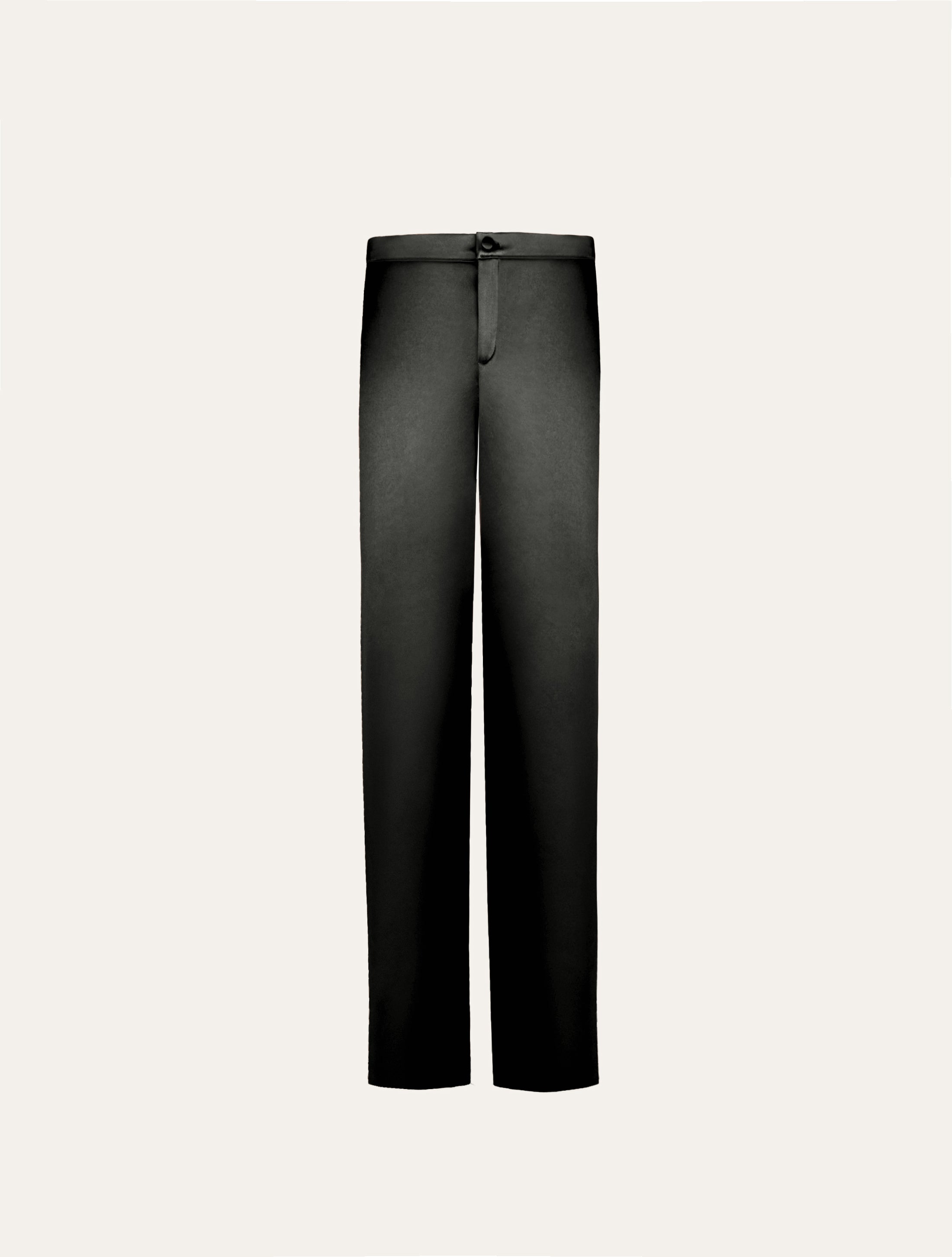 Low waist tailored pants in black satin
