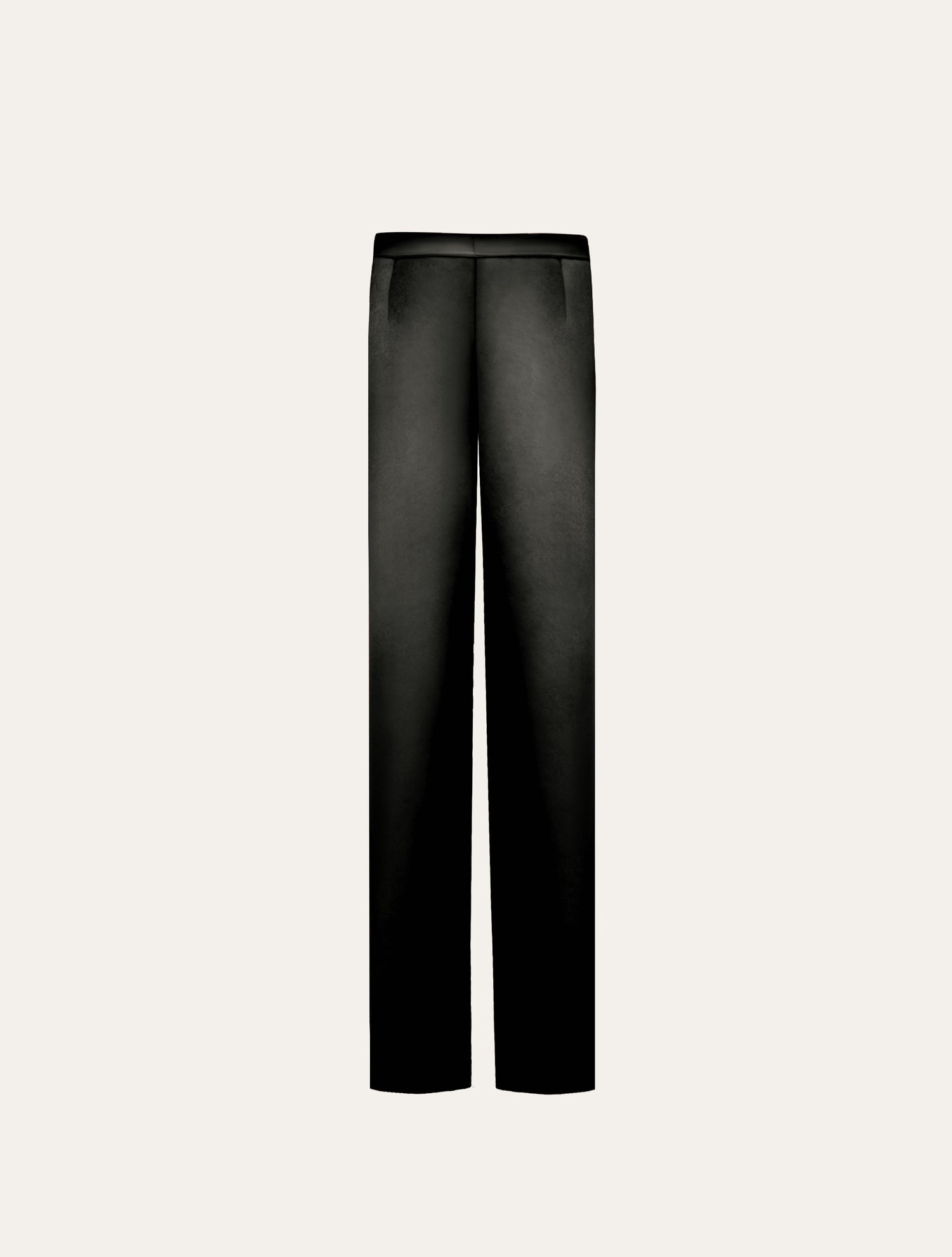Low waist tailored pants in black satin