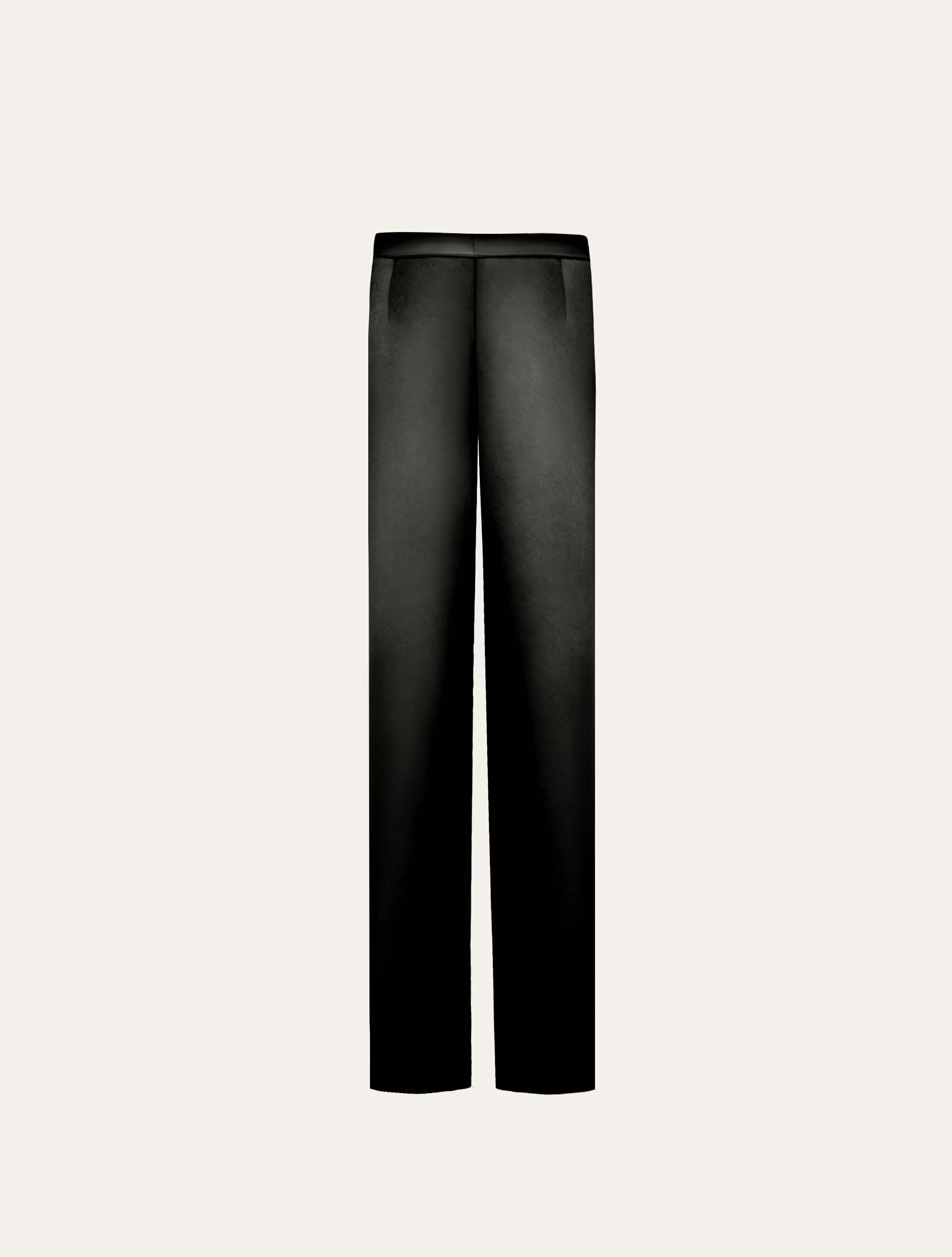 Low waist tailored pants in black satin