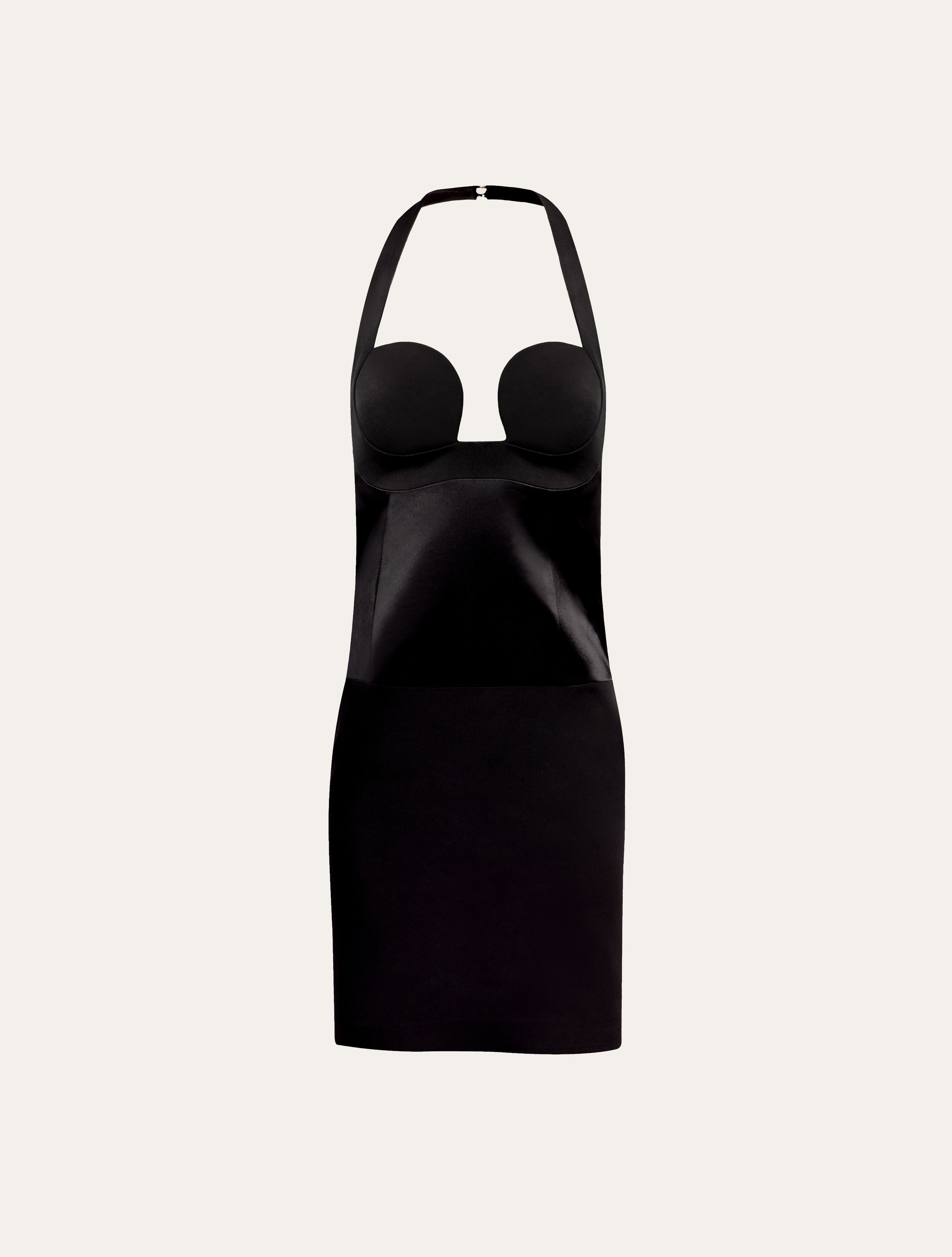 Halter Neck Stretch Dress in Black