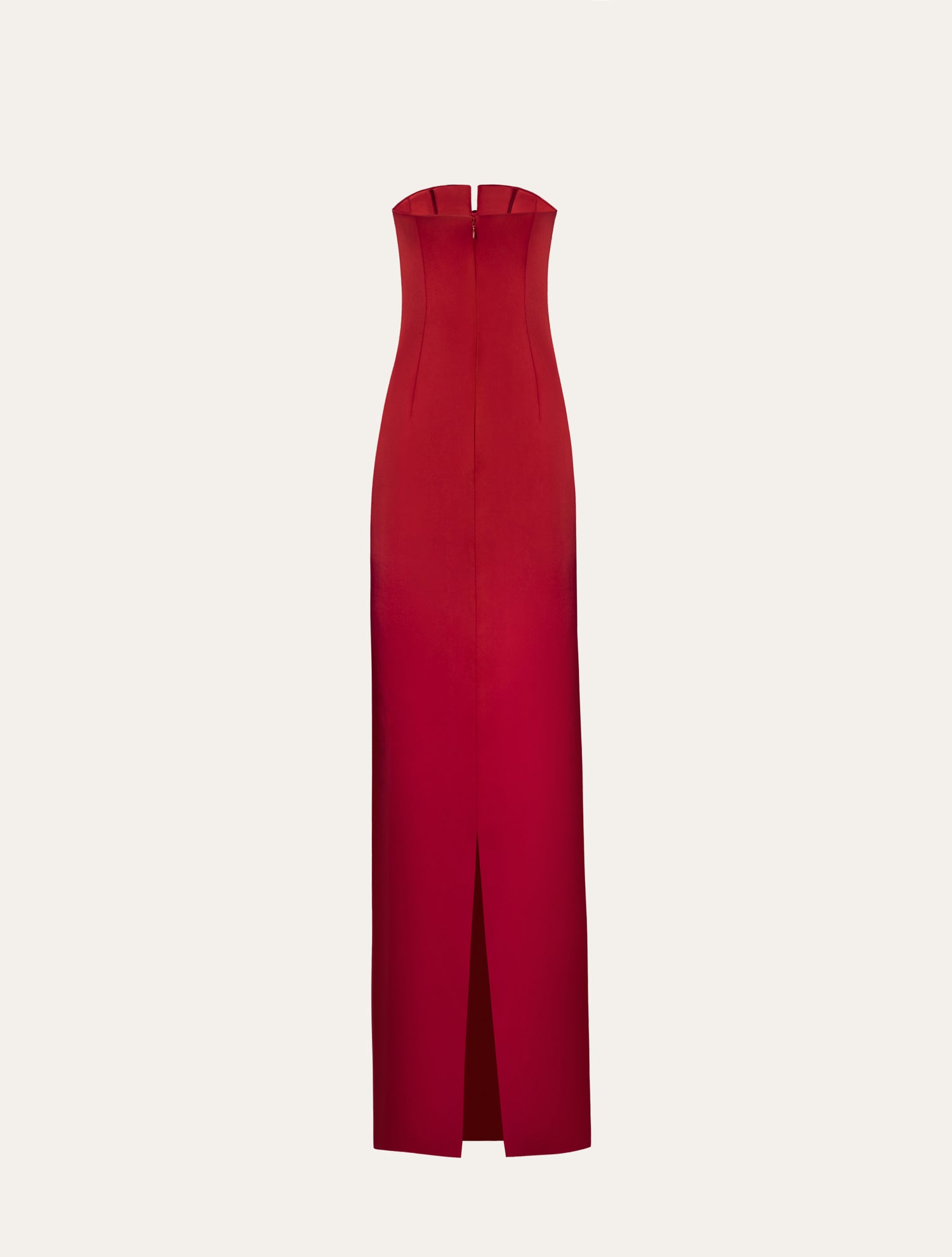 Strapless maxi dress with bow in red satin - Joelle Zgheib Strapless maxi dress with bow in red satin - Joelle Zgheib