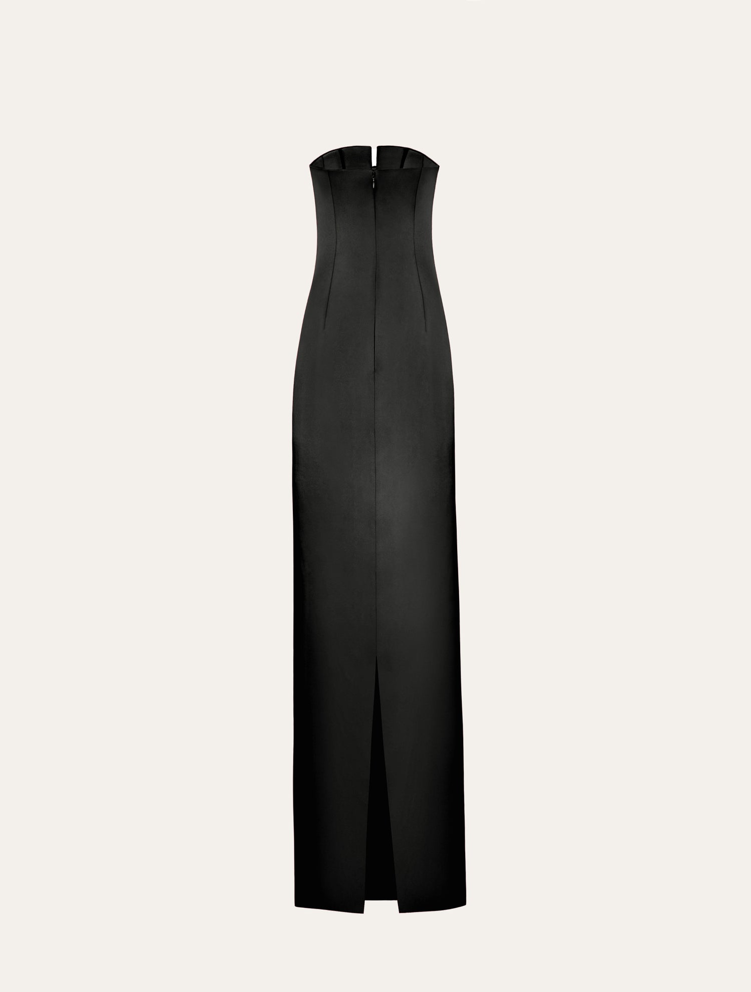 Strapless maxi dress with bow in black satin