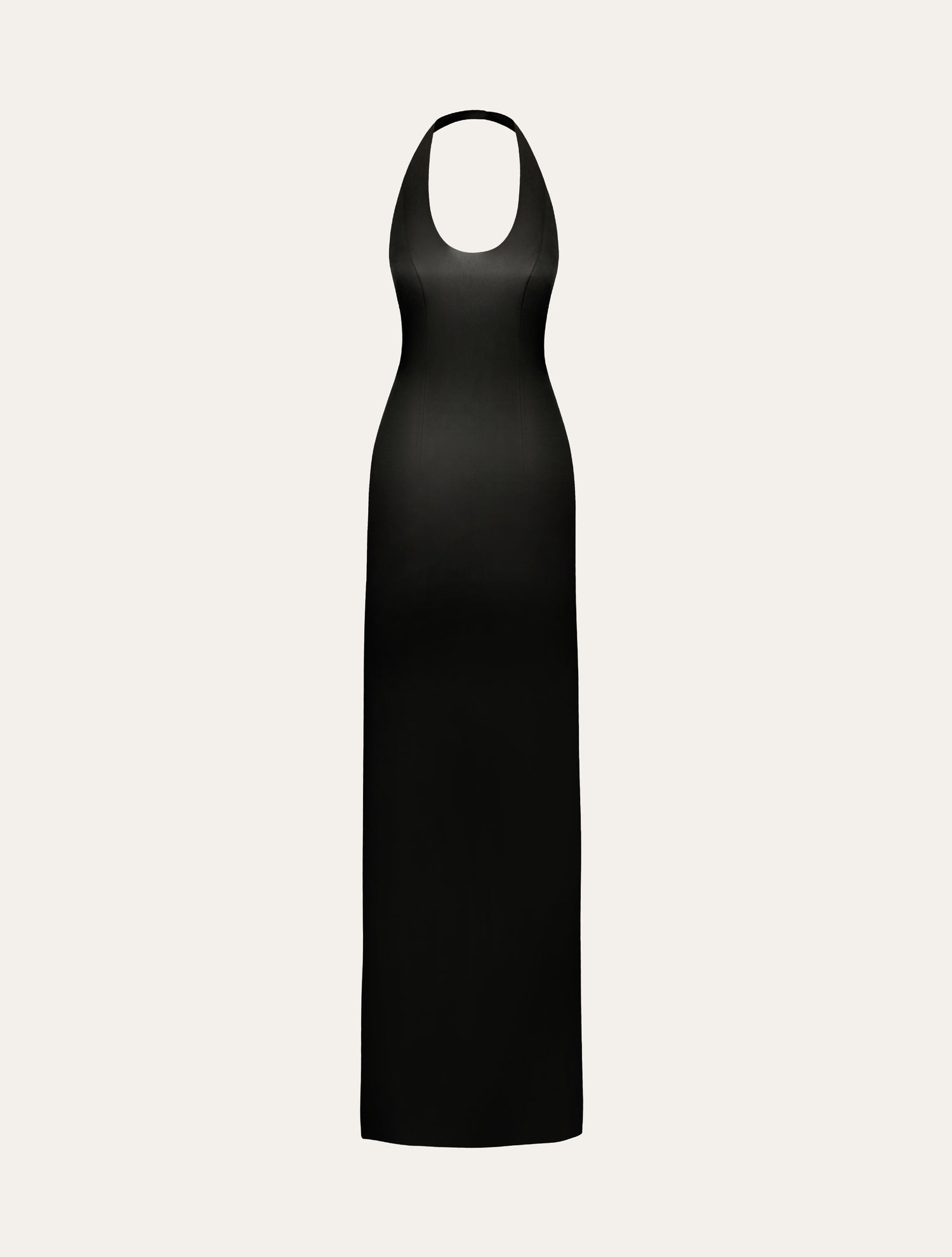 Halter neck maxi dress in black satin