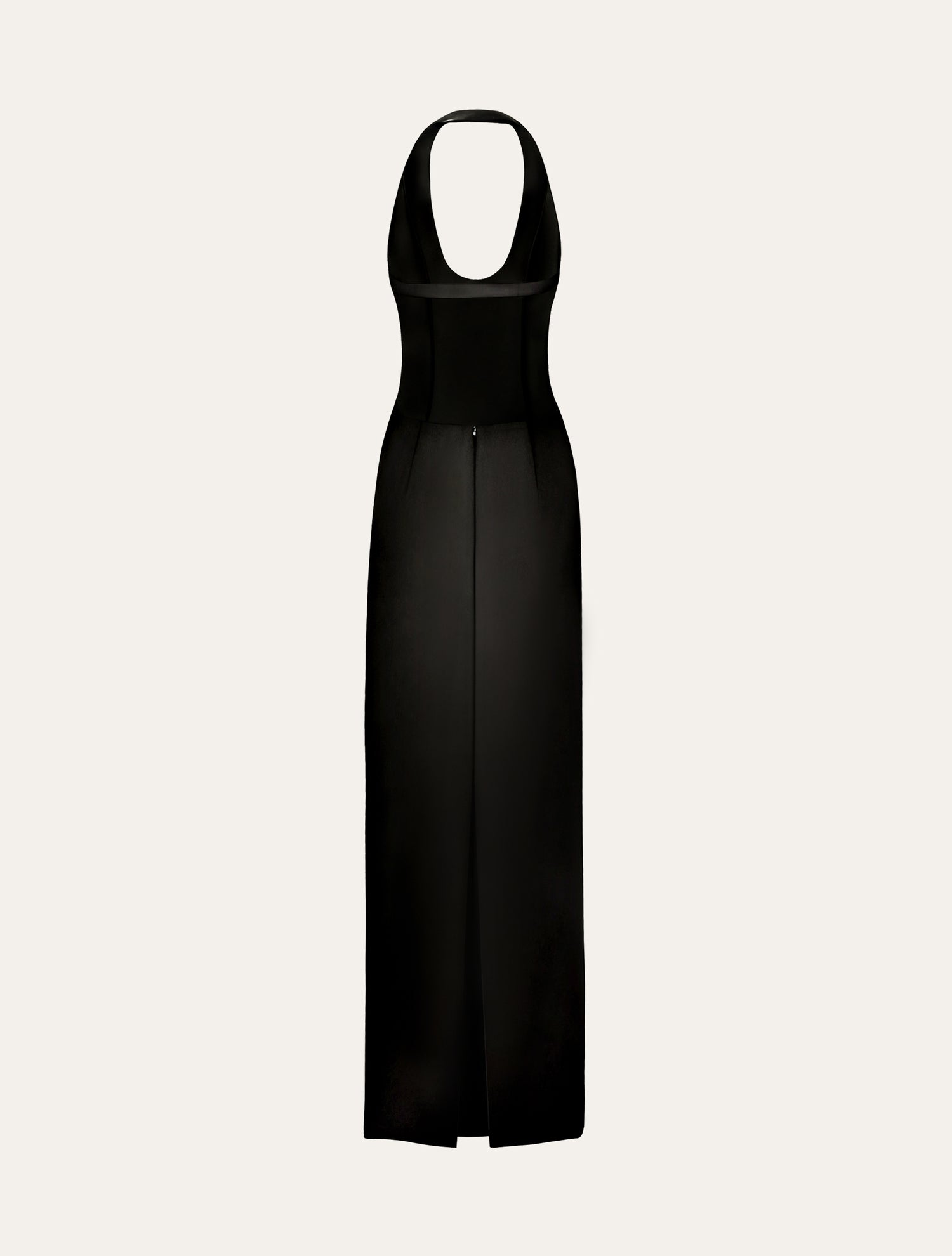 Halter neck maxi dress in black satin