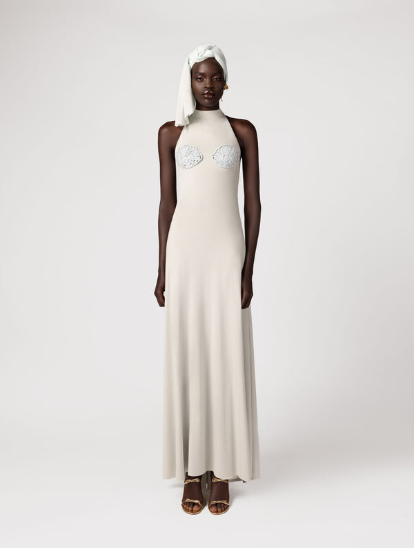 Halter neck maxi dress in powder blue