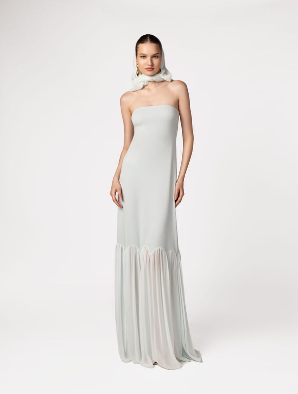 Scalloped detail maxi dress in baby blue