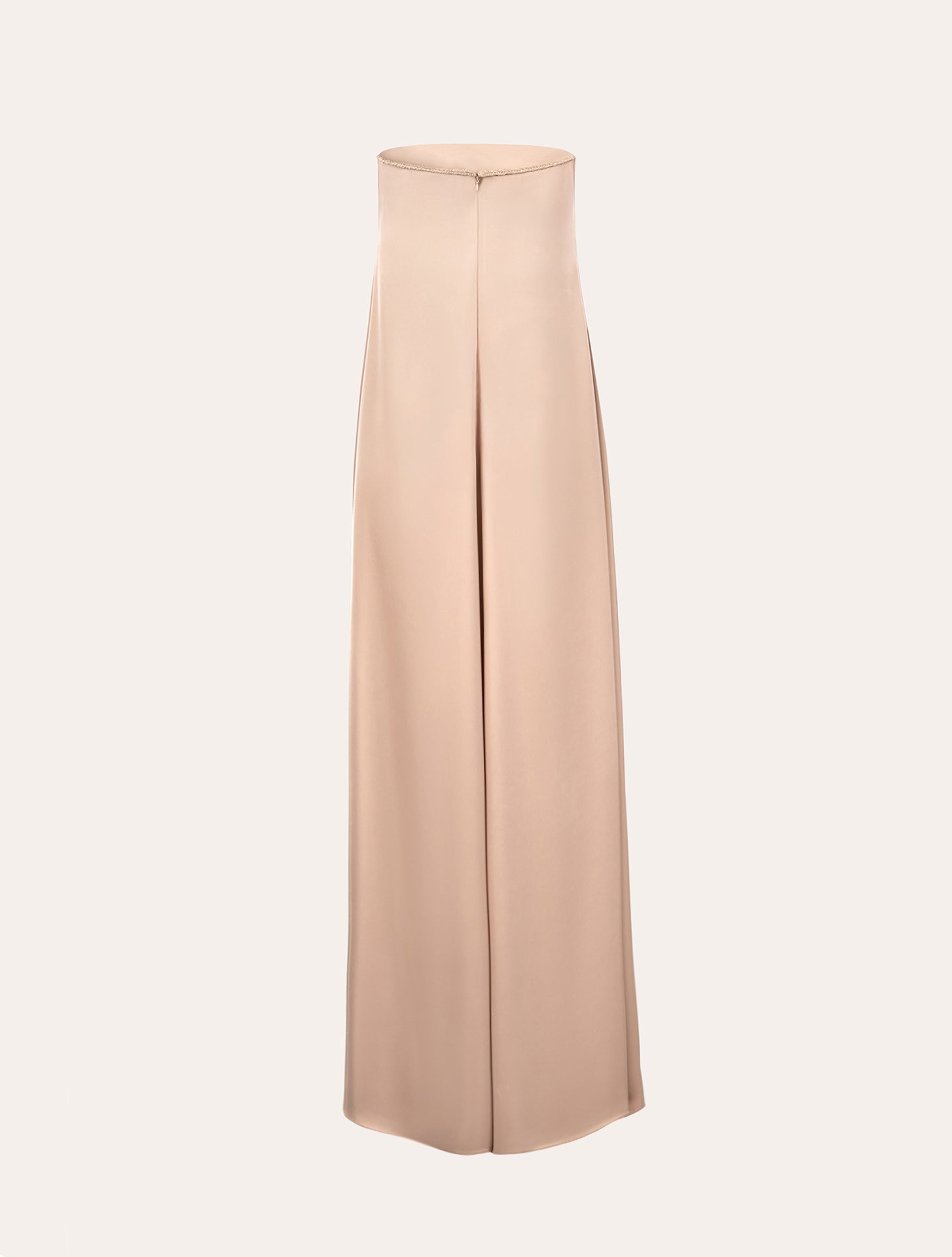 Strapless silk maxi dress with bow in gold
