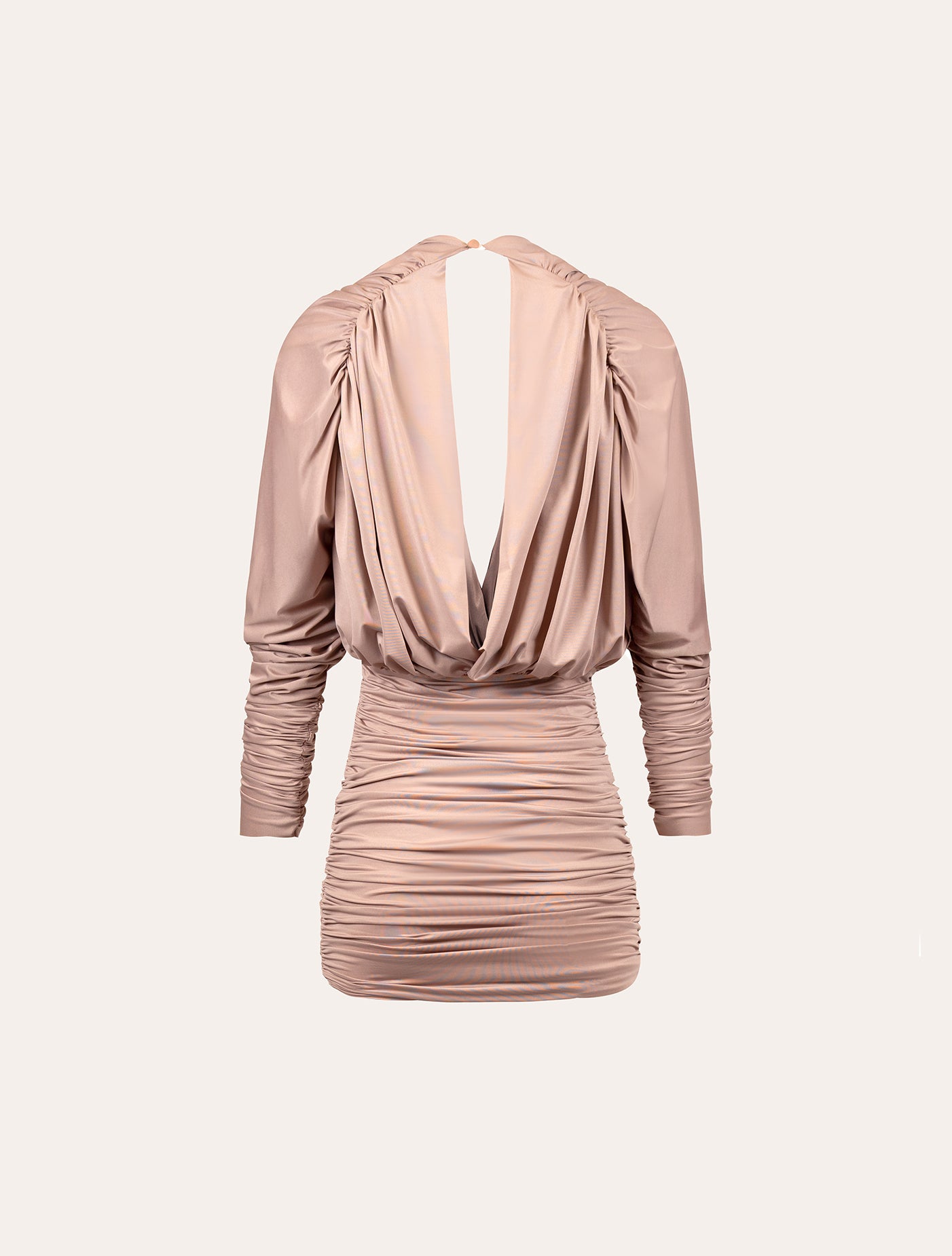 Long sleeve jersey mini dress in dusty pink - Joelle Zgheib Long sleeve jersey mini dress in dusty pink - Joelle Zgheib