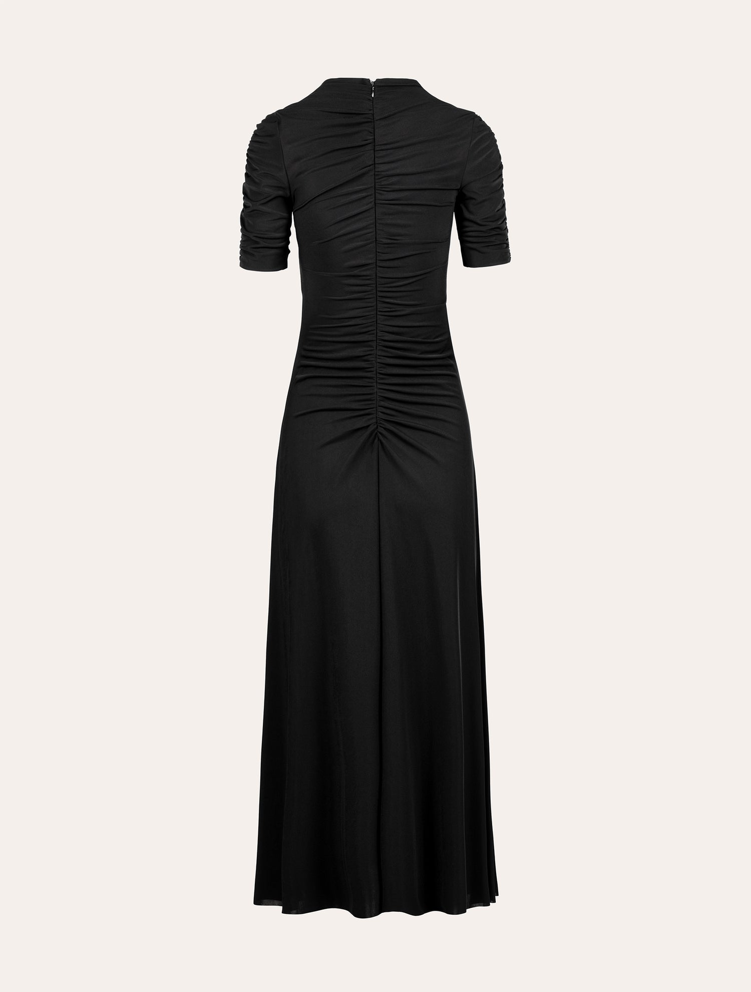 Drop waist rushed midi dress in black