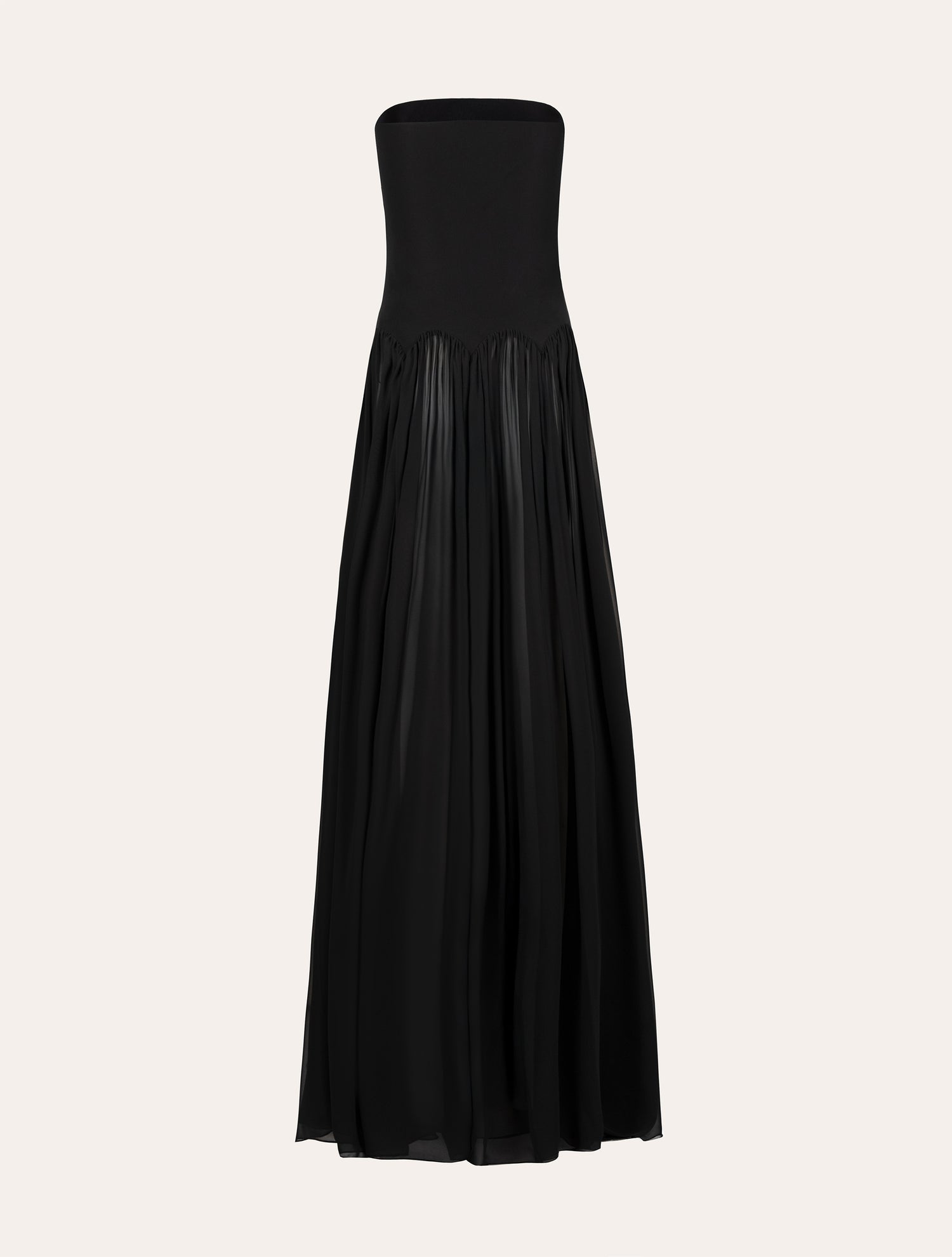 Scalloped waist maxi dress in black