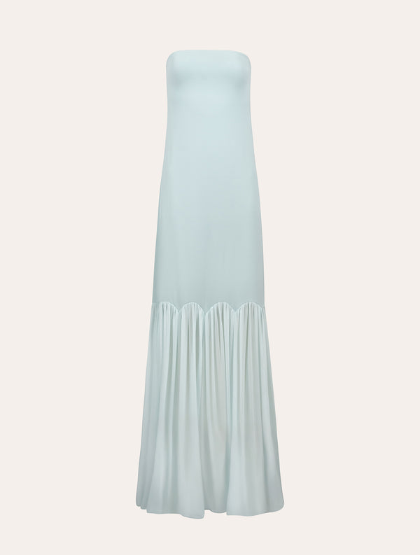 Scalloped detail maxi dress in baby blue