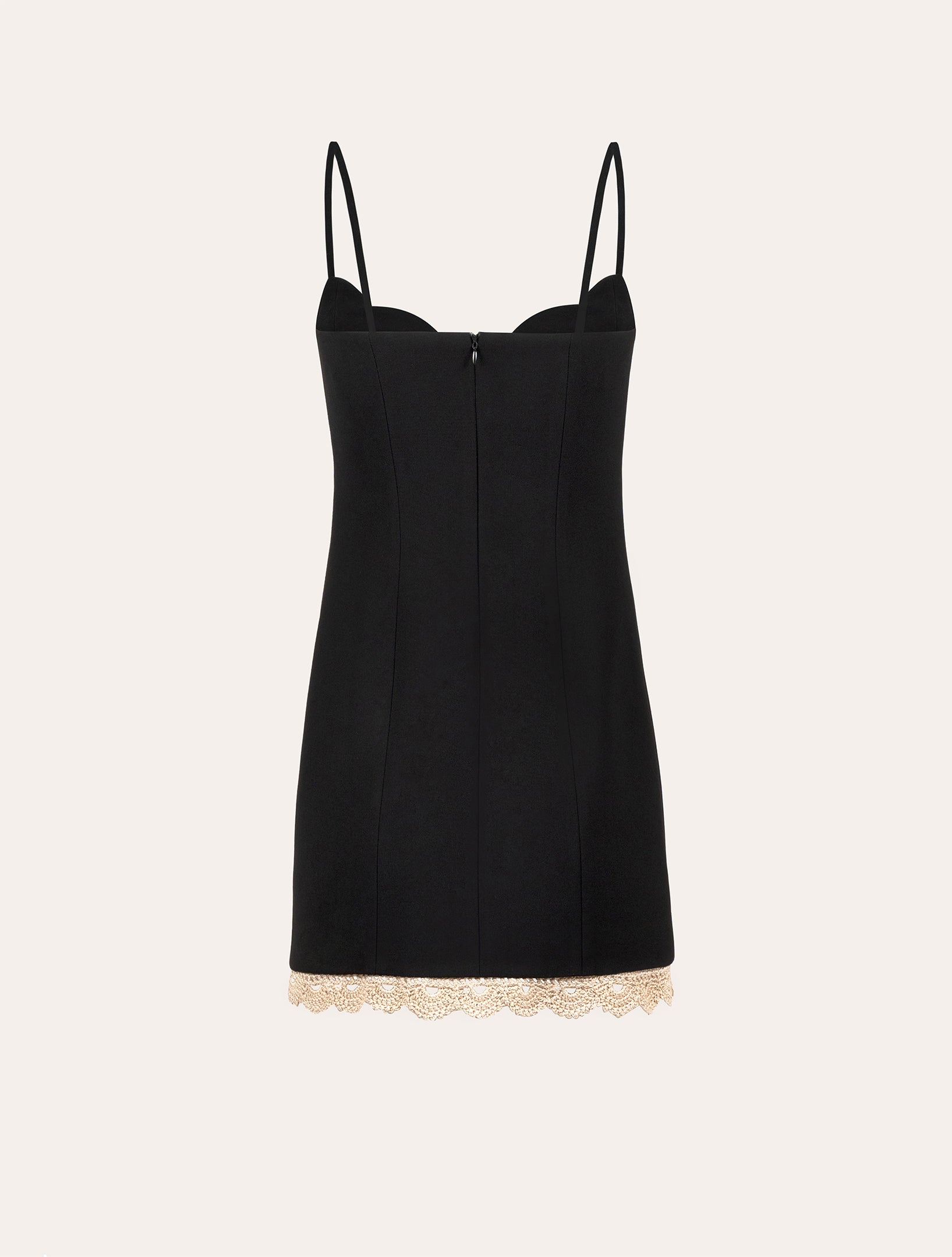 Bustier mini dress with crochet in black