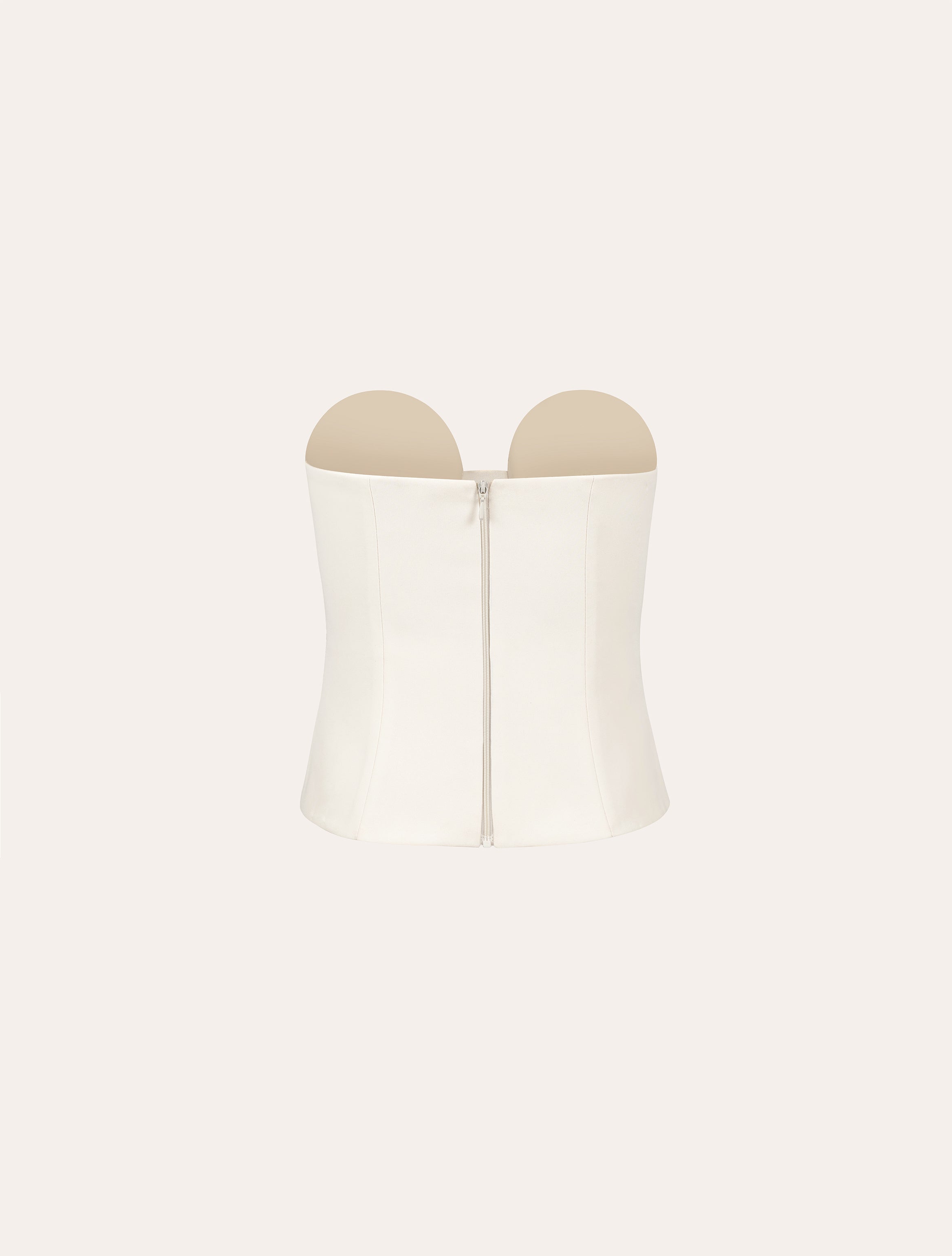 Crochet bustier corset in cream - Joelle Zgheib