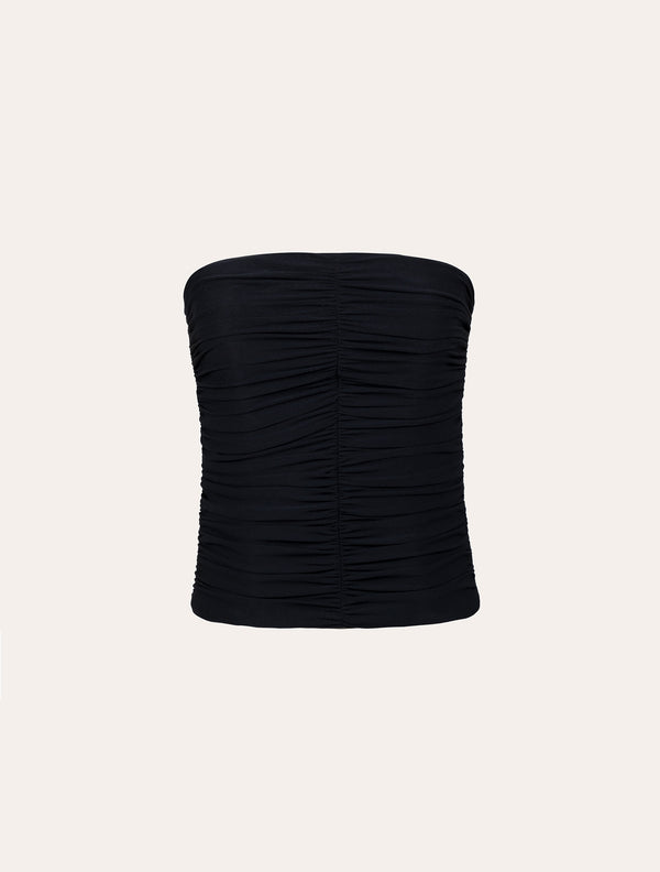 Rushed jersey corset in black