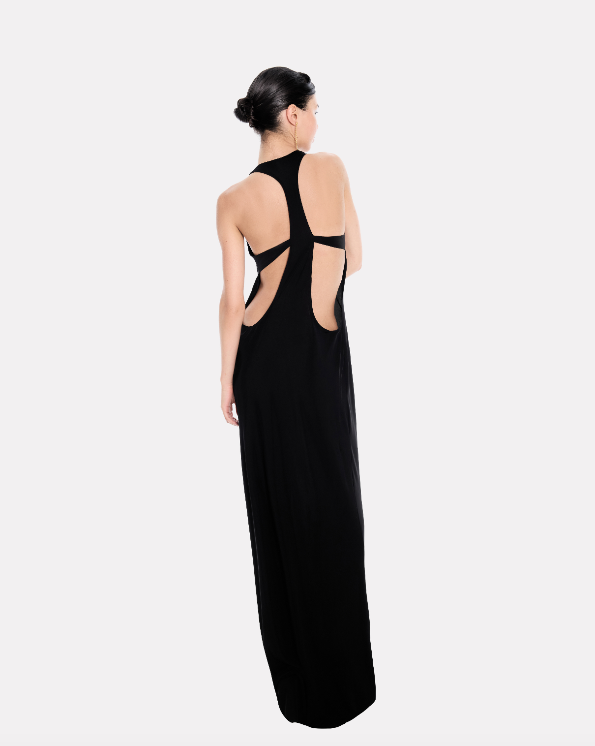 Racerback jersey maxi dress in black