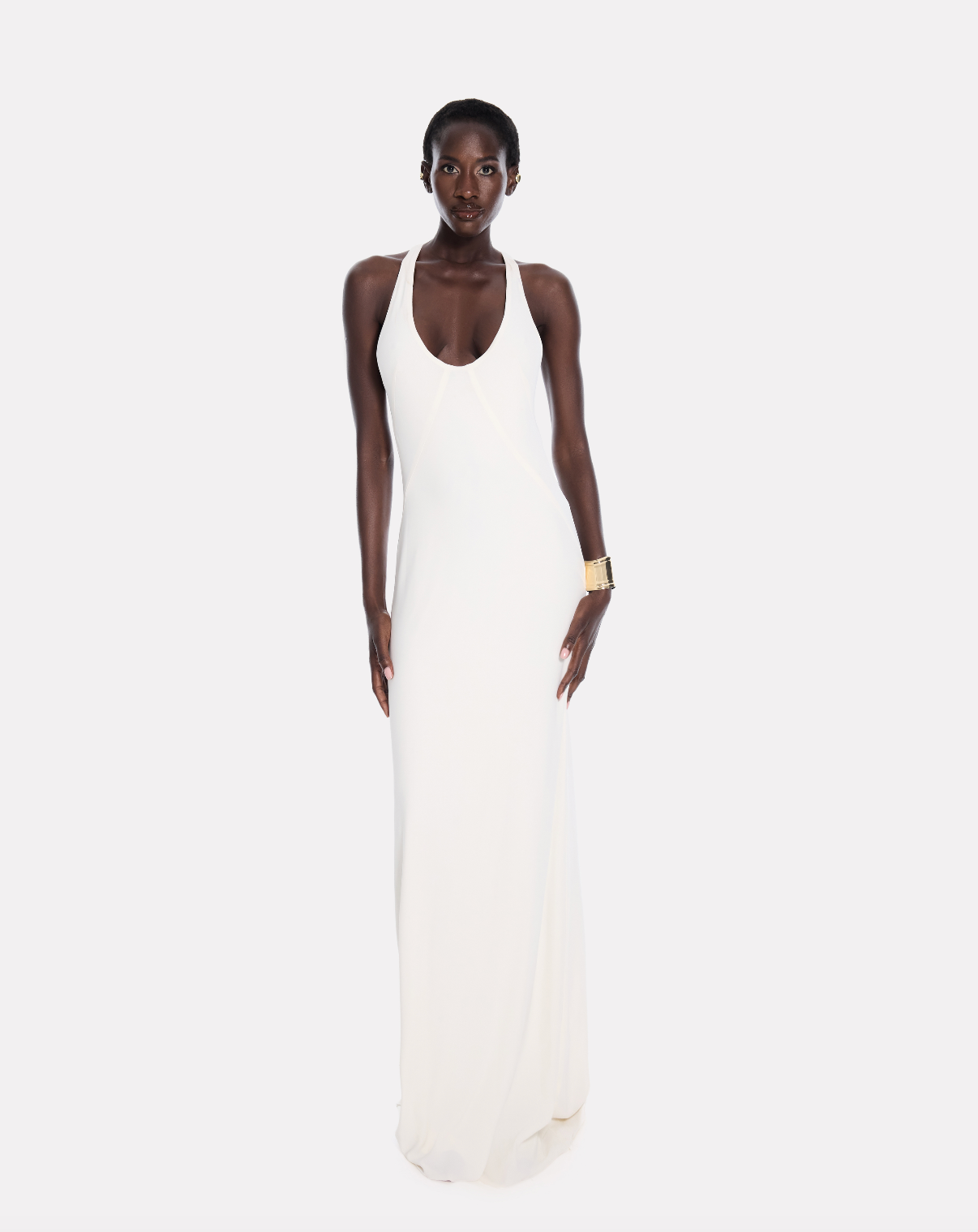 Racerback jersey maxi dress in white