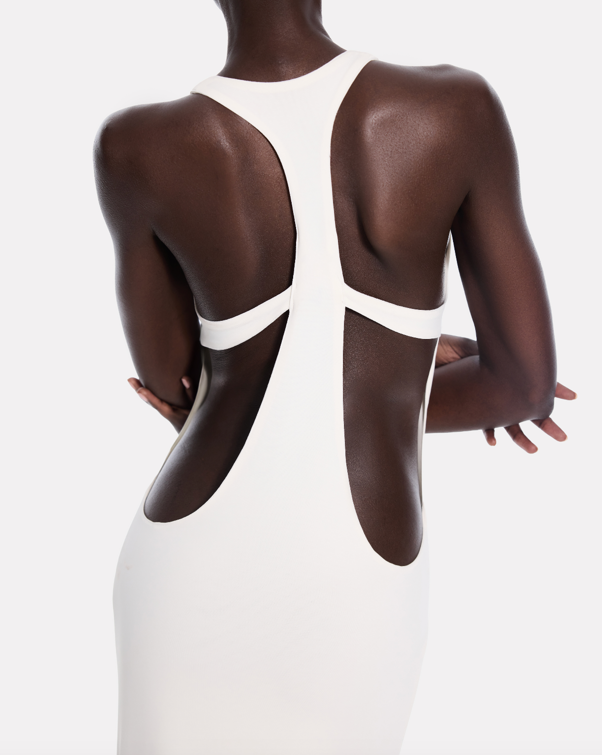 Racerback jersey maxi dress in white
