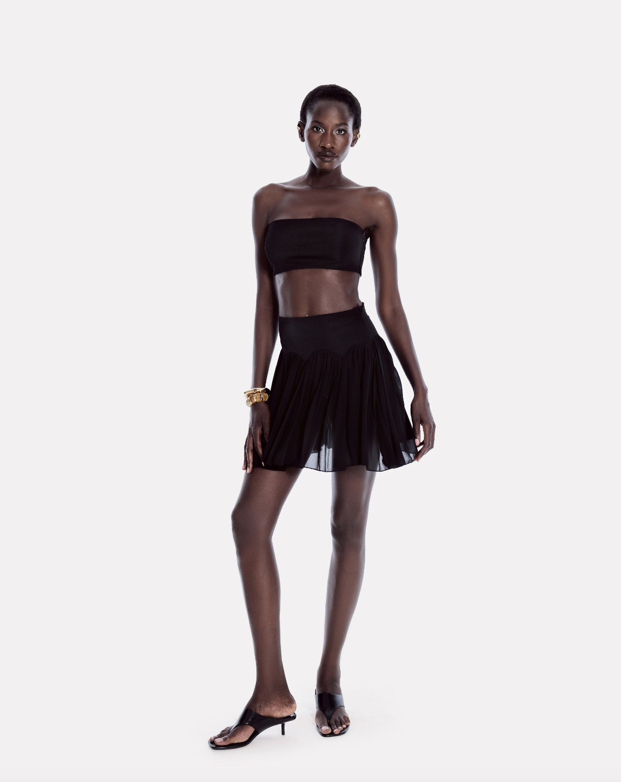 Bandeau jersey top in black