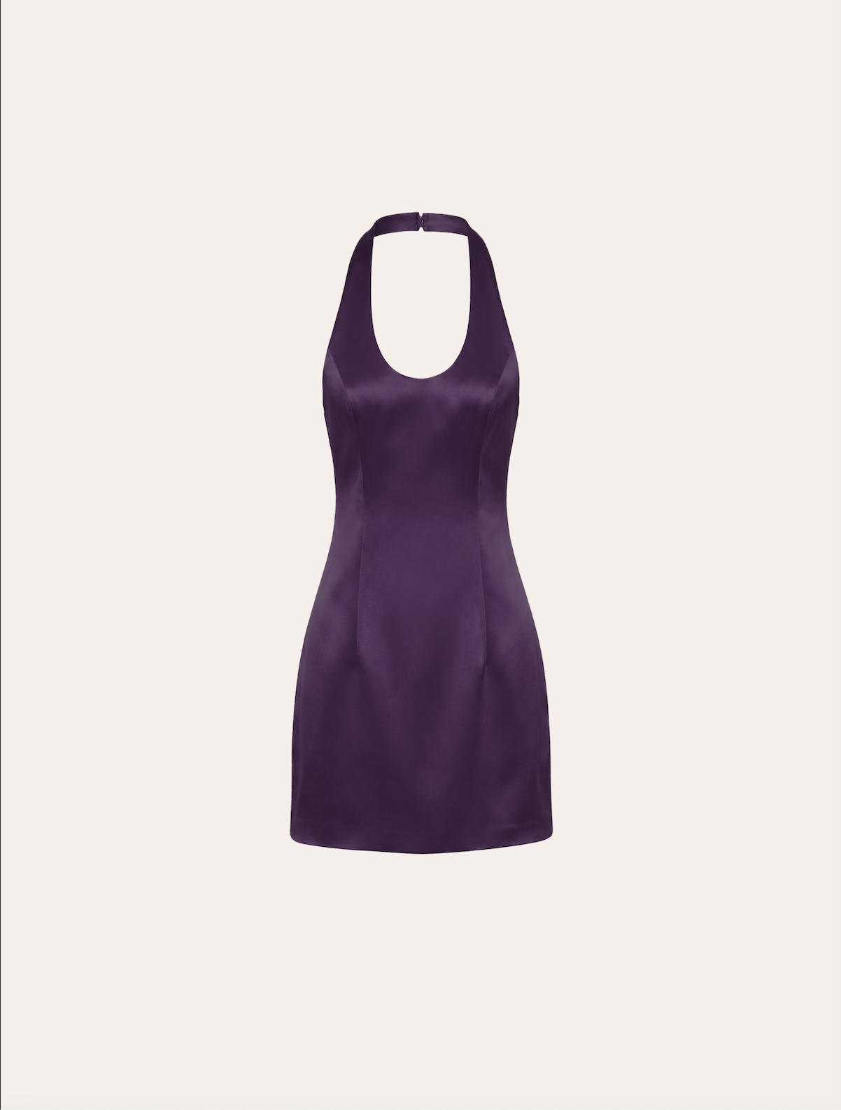 Halter neck mini dress in mauve satin
