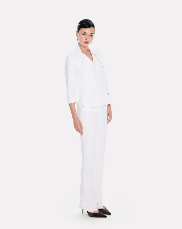 Low-rise boot pants in white