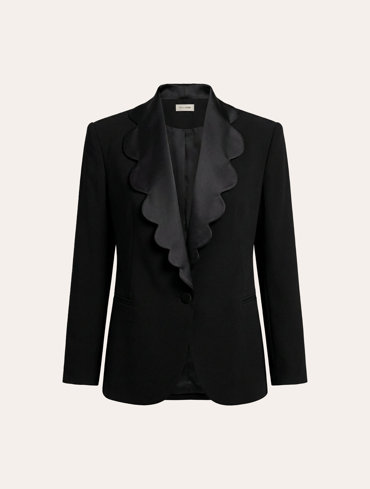 Oversized Scallop Edge Blazer in Black
