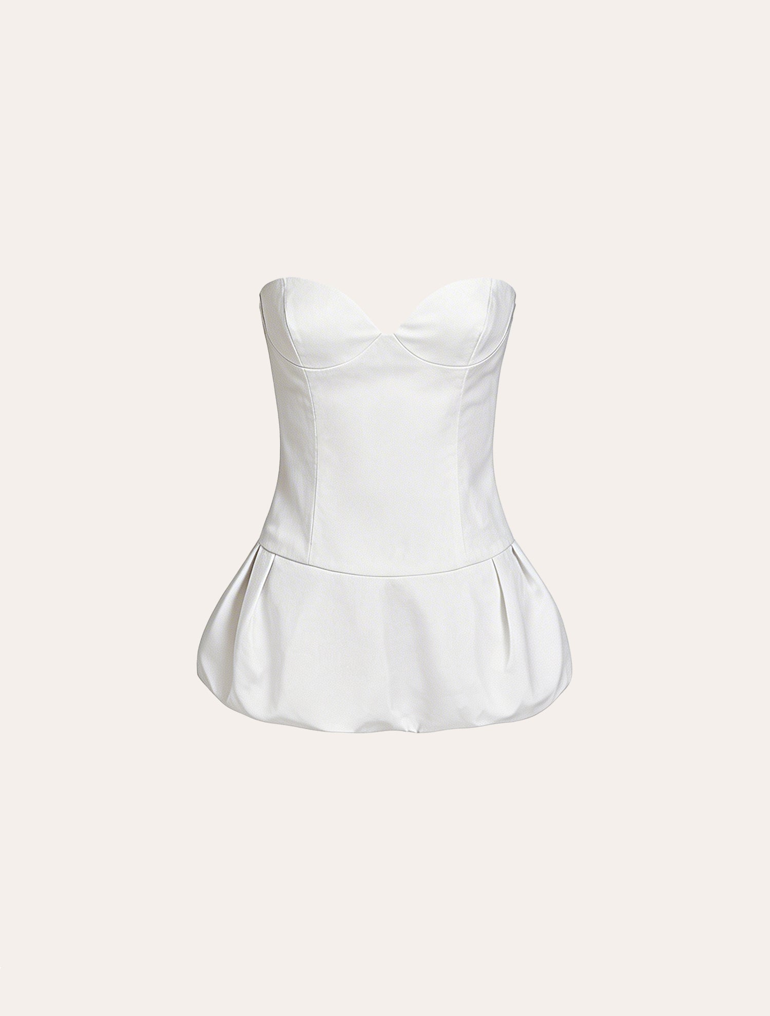 Peplum corset bustier top in white poplin