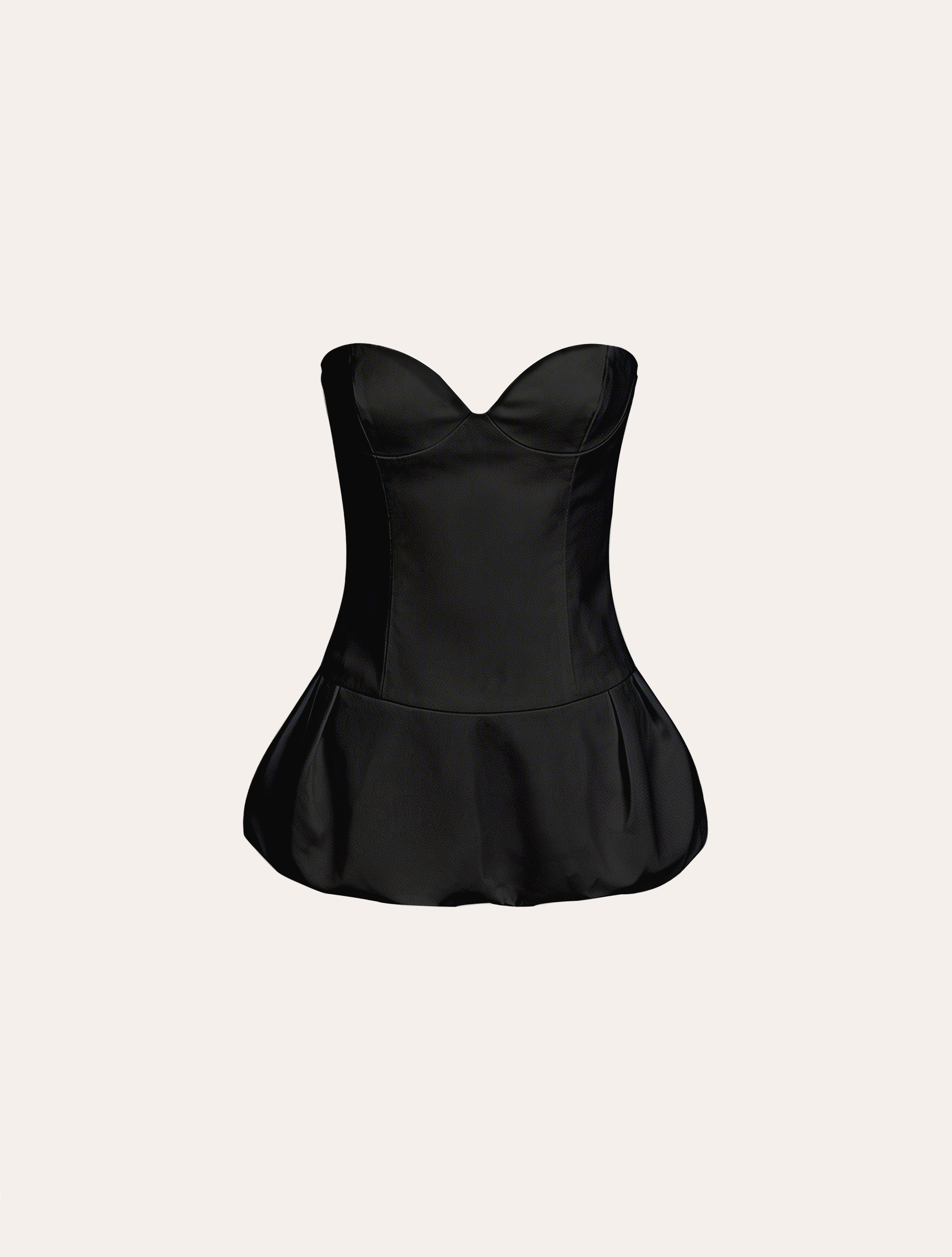Peplum corset bustier top in black poplin
